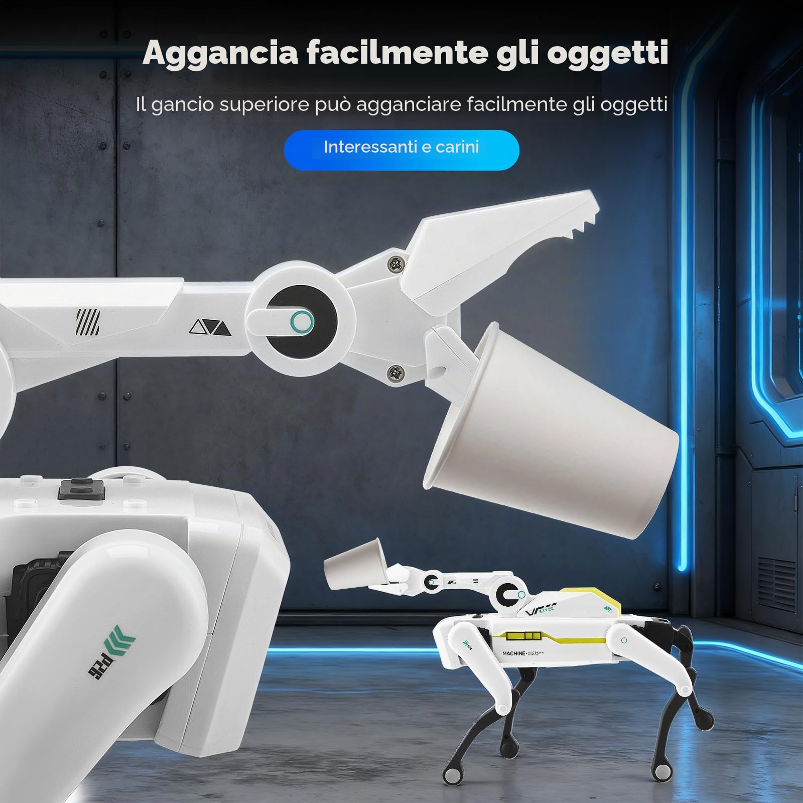 cane robot intelligente telecomando per bambini,pinza a maniche lunghe robot interattivo può programmare, ballare, riprodurre musica e interagire,giocattolo robot per bambini 3+ anni