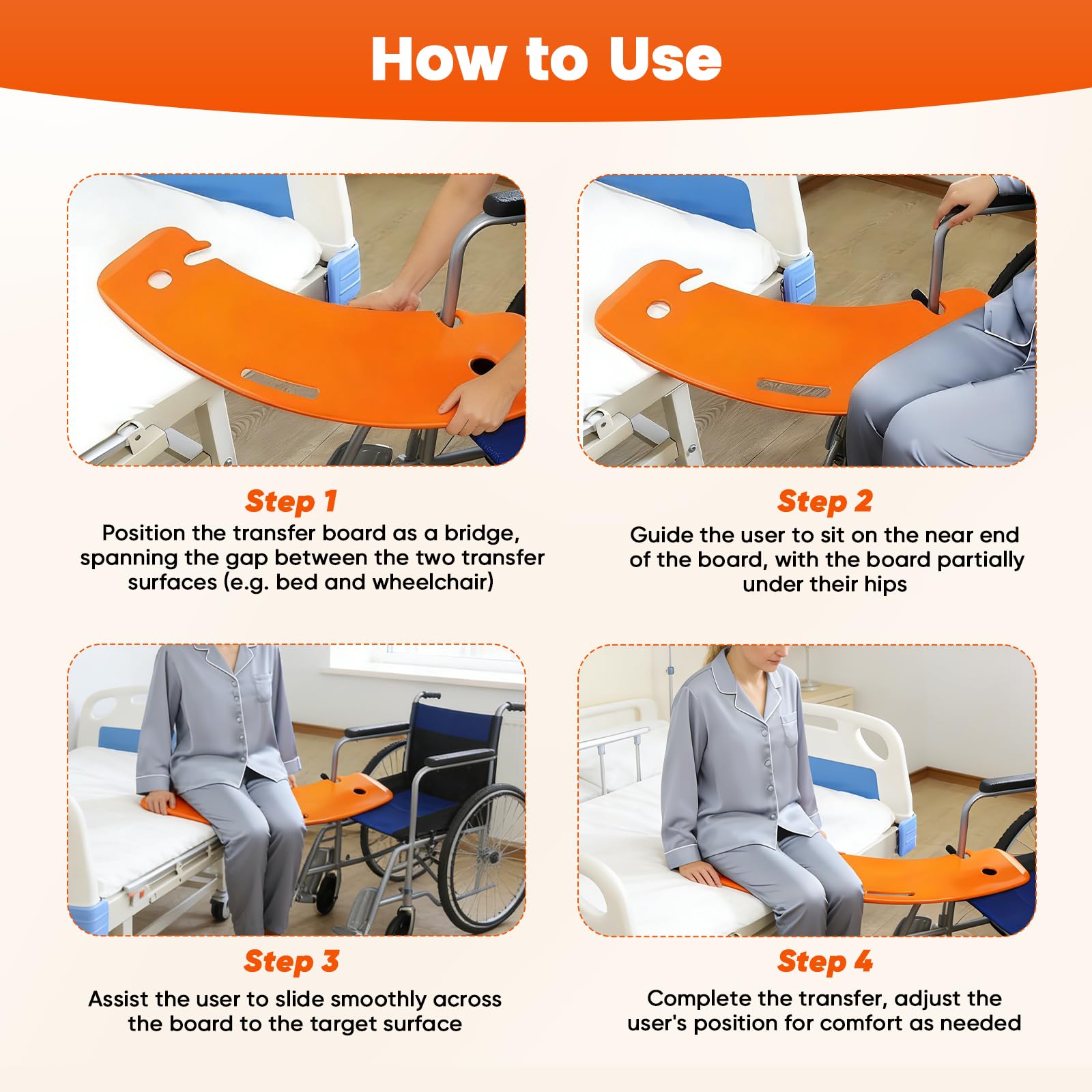Tabla Transferencia, Tabla Deslizante Ayuda para el Traslado Pacientes Ayuda para Entrar en Bañera Movilidad para Personas Capacidad Carga 150kg para Personas Mayores Cama Coche Inodoro Silla Ruedas