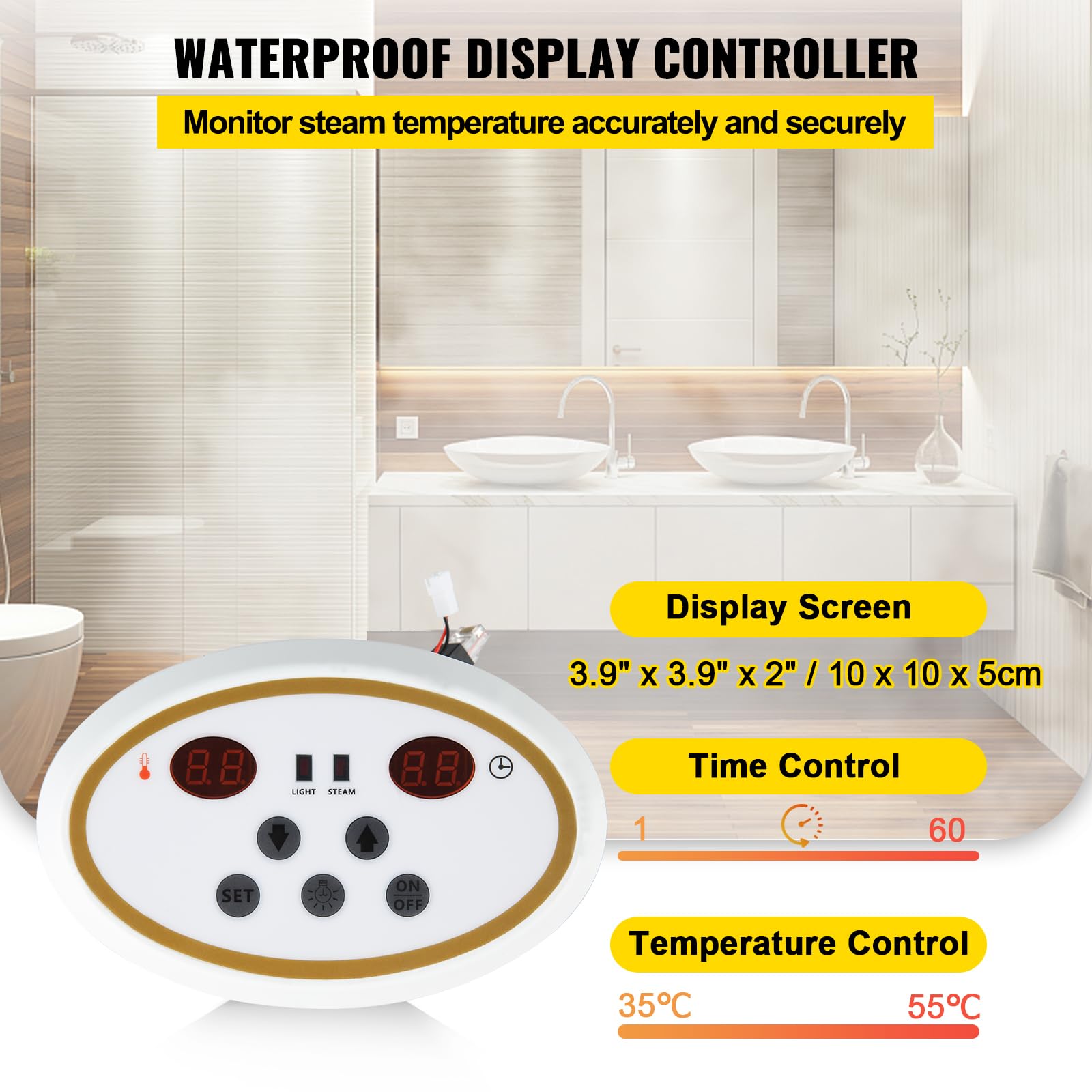 Générateur de Vapeur Sauna 9 KW 220 V 8,5-11,3 m³ 35 ℃-55 ℃ LT-90