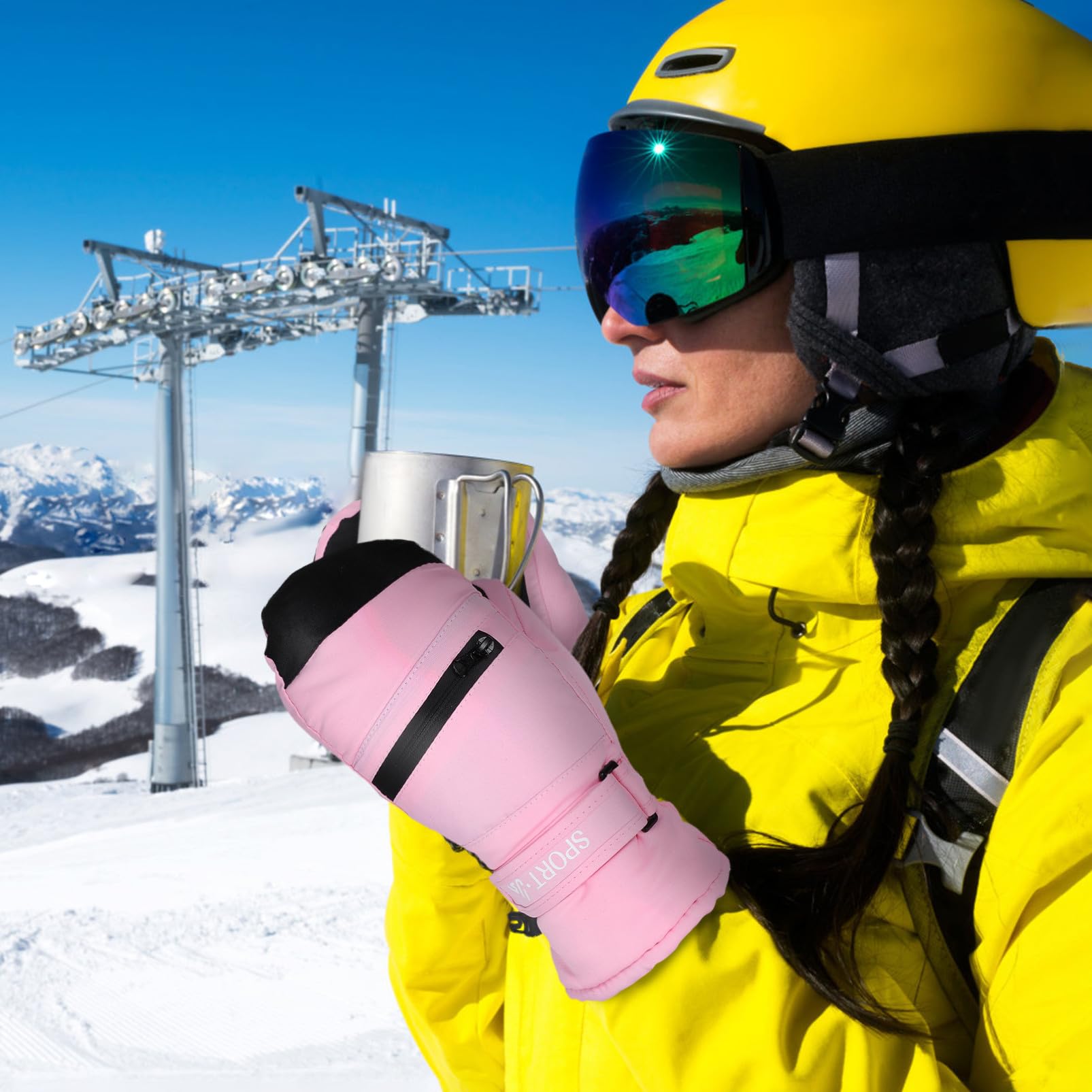 Toddmomy Guantes de Invierno Impermeables para Mujer y Hombre Térmicos y Resistentes al Agua con Pantalla Táctil para Senderismo Esquí y Paseos Talla S Color Rosa