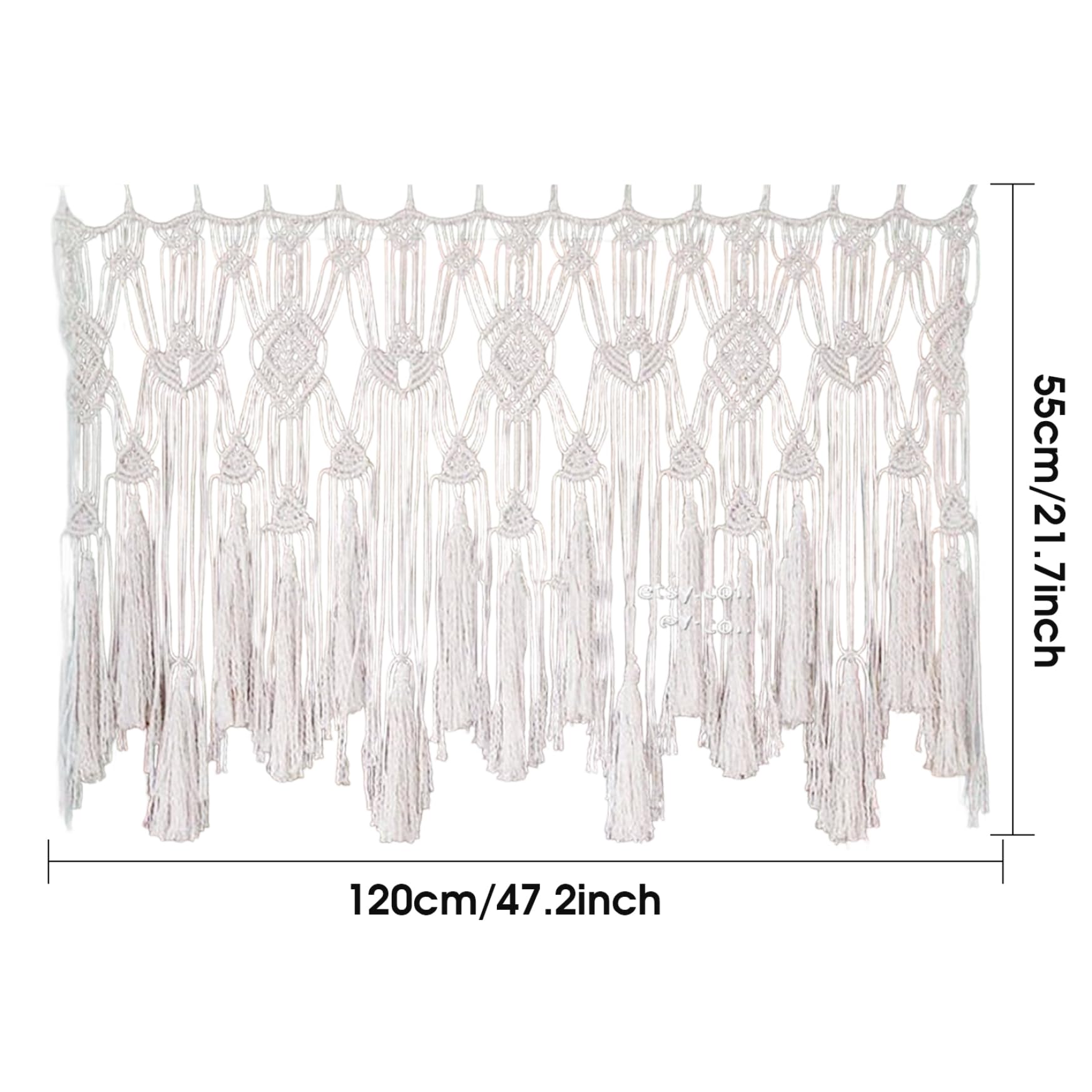 Cortinas de macramé para Ventanas, Cenefa de macramé Tejida con Cuerda de algodón, Cenefa Bohemia Corta para Colgar en la Pared para Puerta de balcón de Cocina, Dormitorio, 47x22 Pulgadas-