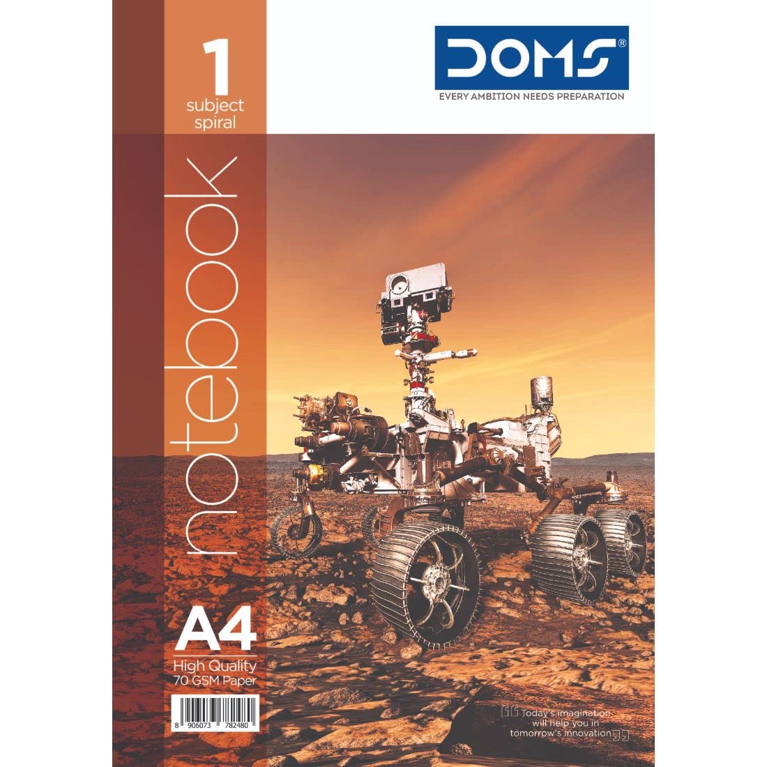 Doms Space Series 1 Subject Spiral Notebook | A4, 70 GSM, Single