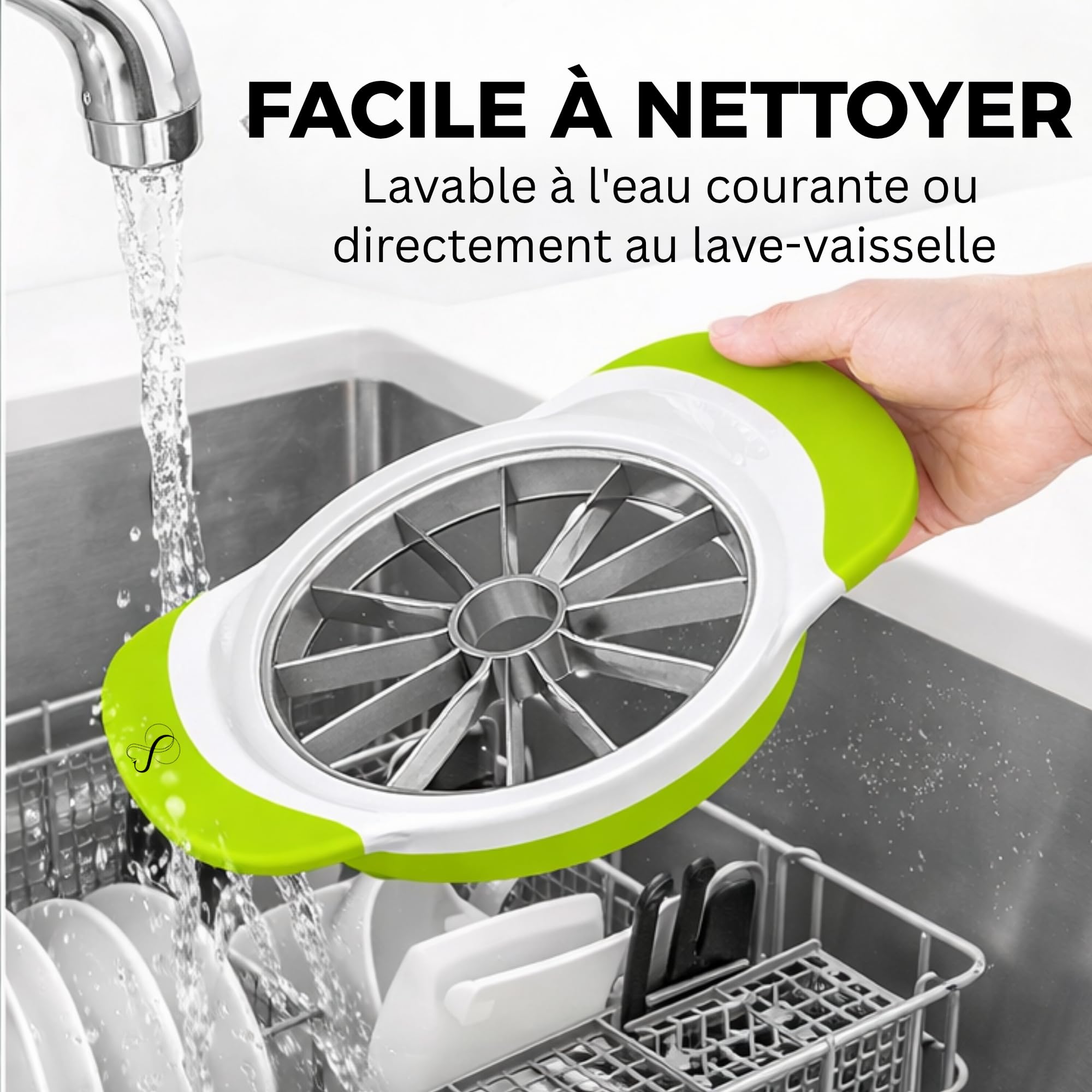 Stone&Stone Coupe Pomme Inox Professionnel avec 8 Lames Acier Inoxydable | Éplucheur de Pomme avec Levier Anti Trognon | Design Ergonomique ABS Sans BPA | Trancheuse à Fruits pour 8 Morceaux Parfaits