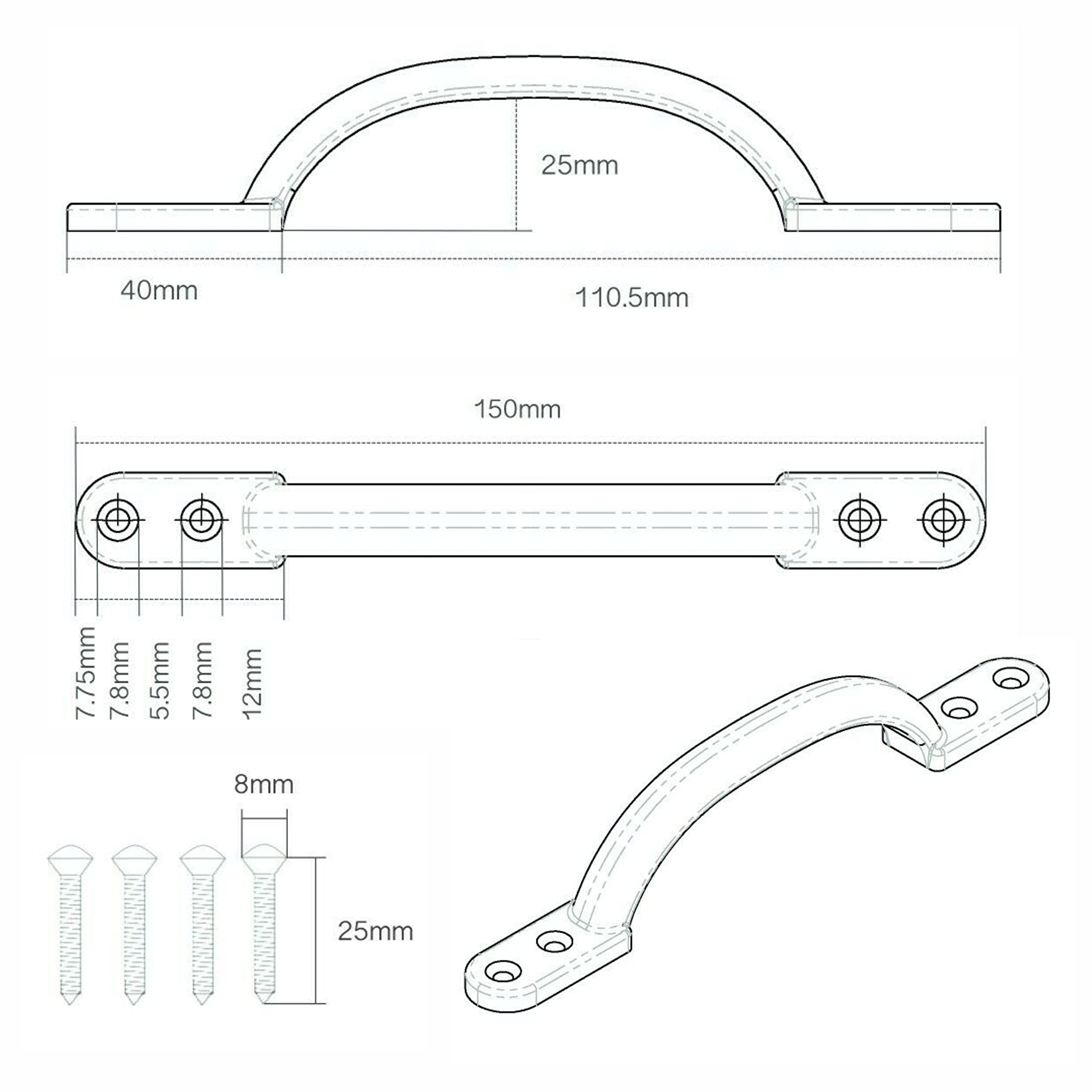 Poignée De Porte En Fonte Noire 150 Mm Pour Porte De Jardin