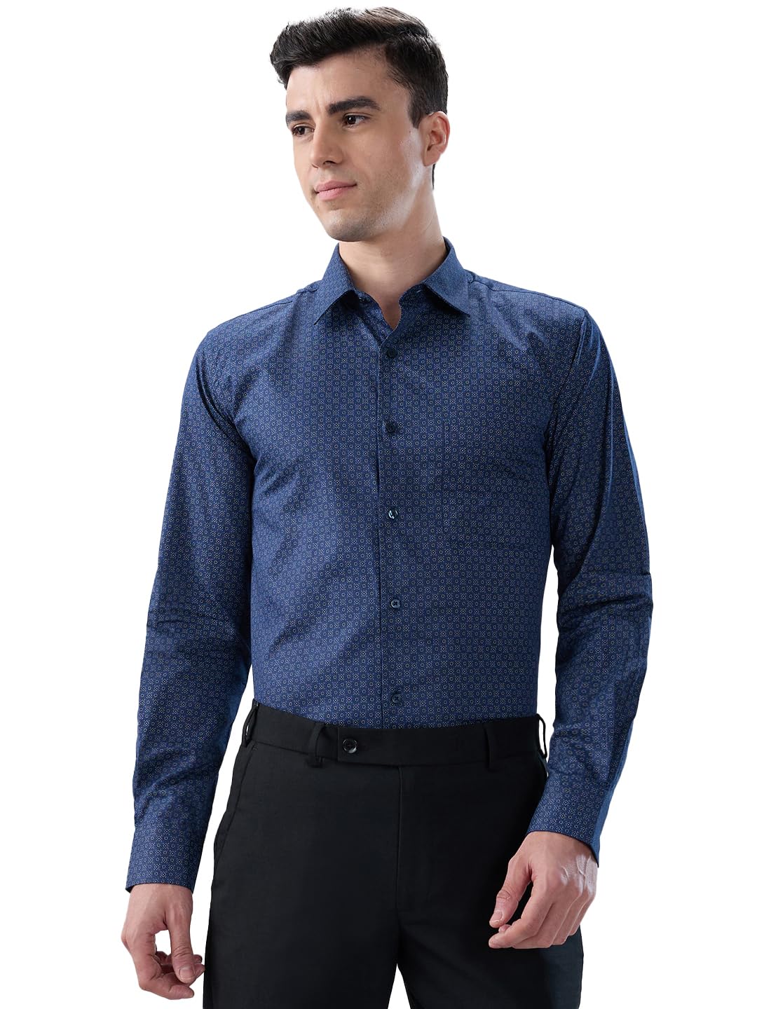 park avenue Men Modern Slim Fit Print Pattern Pure Cotton Semicutaway Collar Full Sleeve Formal Shirt-picture-41