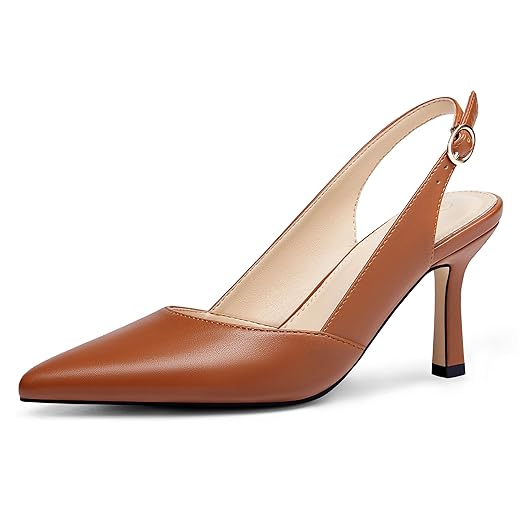 Rilista Women's Slingback Kitten Heels Closed Pointed Toe Wedding Party Dress Pumps Shoes
