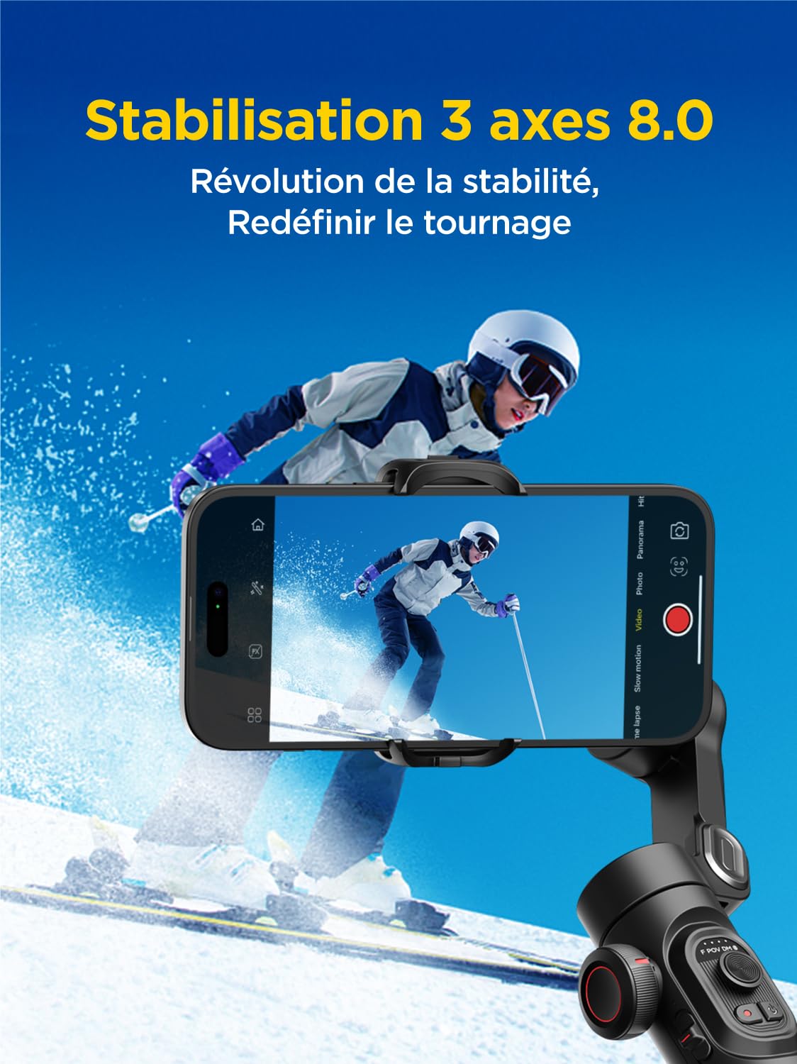 AOCHUAN Gimbal Stabilisateur pour iPhone, Smartphone avec Suivi Visage/Objet Gimbal pour iPhone 16 15 Pro Max/Android Stabilisateur Téléphone Portable 3 Axes pour Enregistrement Vidéo - Smart XE