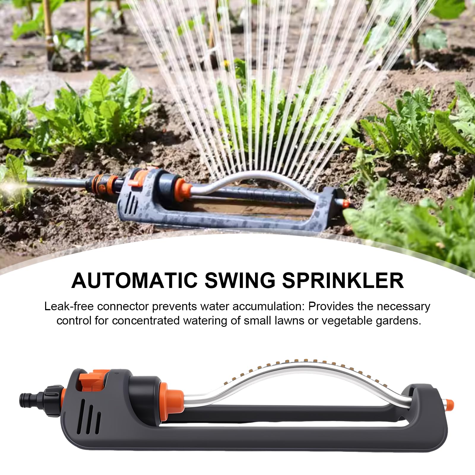 Nikou Aspersor Oscilante, Aspersor de Riego Césped Oscilante Automatico de 19 Agujeros para Jardín, Aspersor de Patio, Dispositivo de Riego para Césped (Pata Curvada)