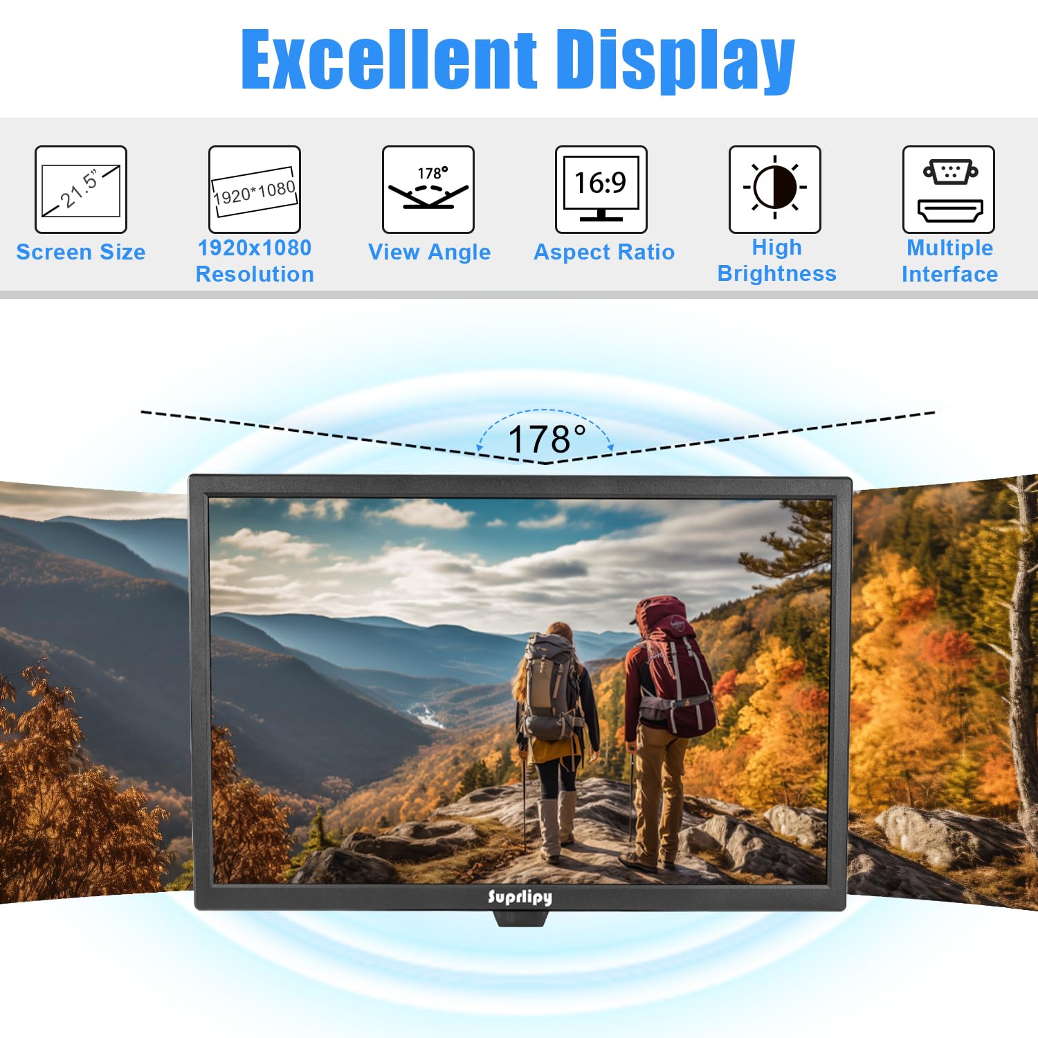 21.5 cal FHD1920x1080 Ekran Dotykowy Wsparcie HDMI VGA AV USB BNC, 10 Punktów Pojemnościowy Ekran Dotykowy TFT LED 16:9 Monitor dla Laptopa PC Xbox PS5 PS4 Przełącznik POS Systems Wbudowane