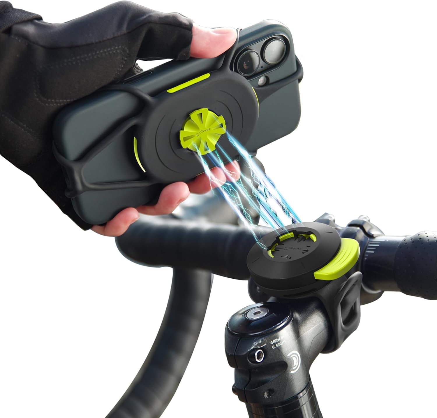 BONE Moto Tie Connect Kit 3 - Mirror Stem, Magnetic Motorcycle Phone Mount, Detachable & 360° Rotatable, Heavy Duty & Shock-Absorbing Scooter iPhone Holder for 4.7"–7.2" Smartphones (Mirror Mount)