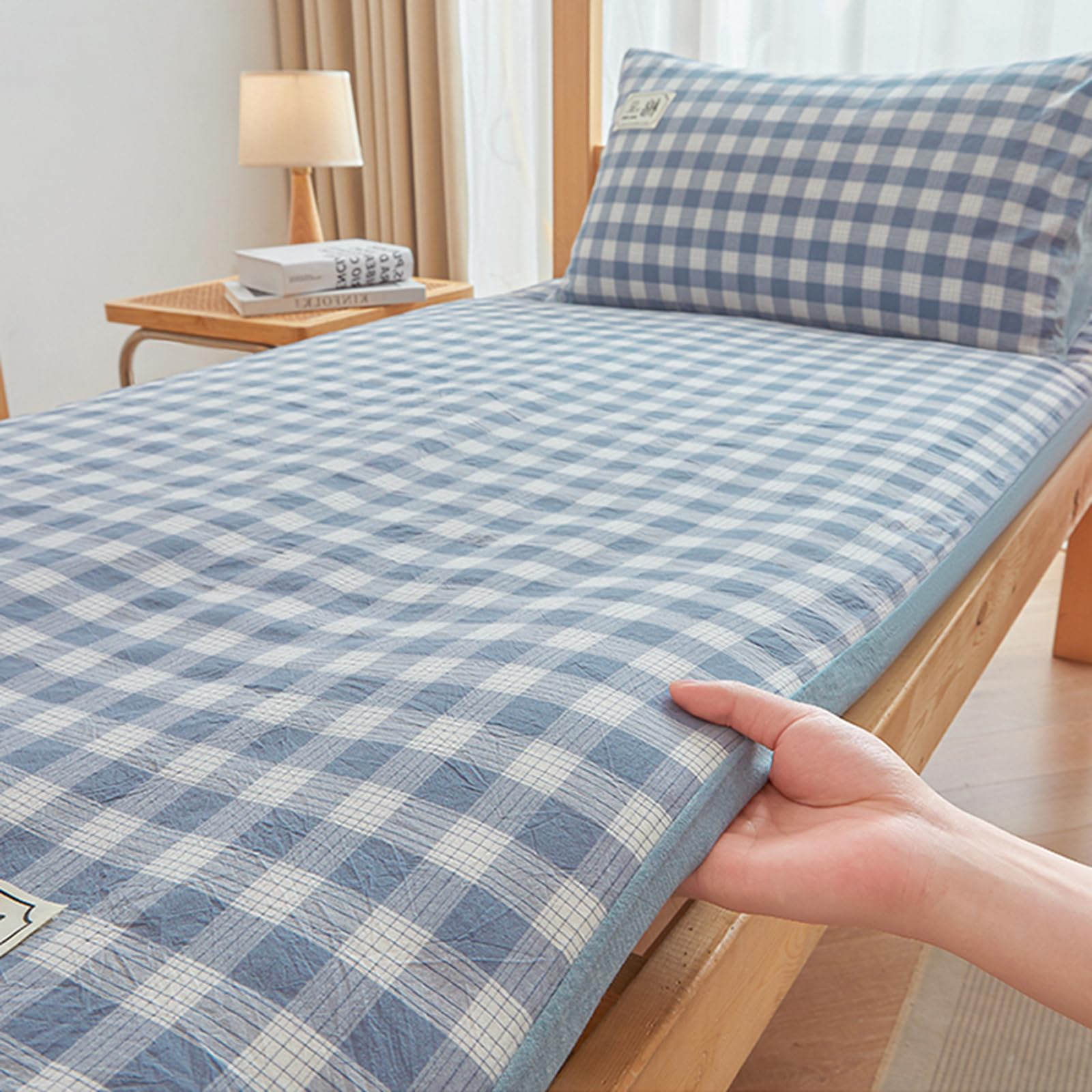 Plaid Materasso Futon Matrimoniale per Soggiorno, Portatile Materasso Futon Giapponese Spesso Extra Soffice Tappetino Tatami Soggiorno con Rivestimento Rimovibile,G,180x200cm/71x79in