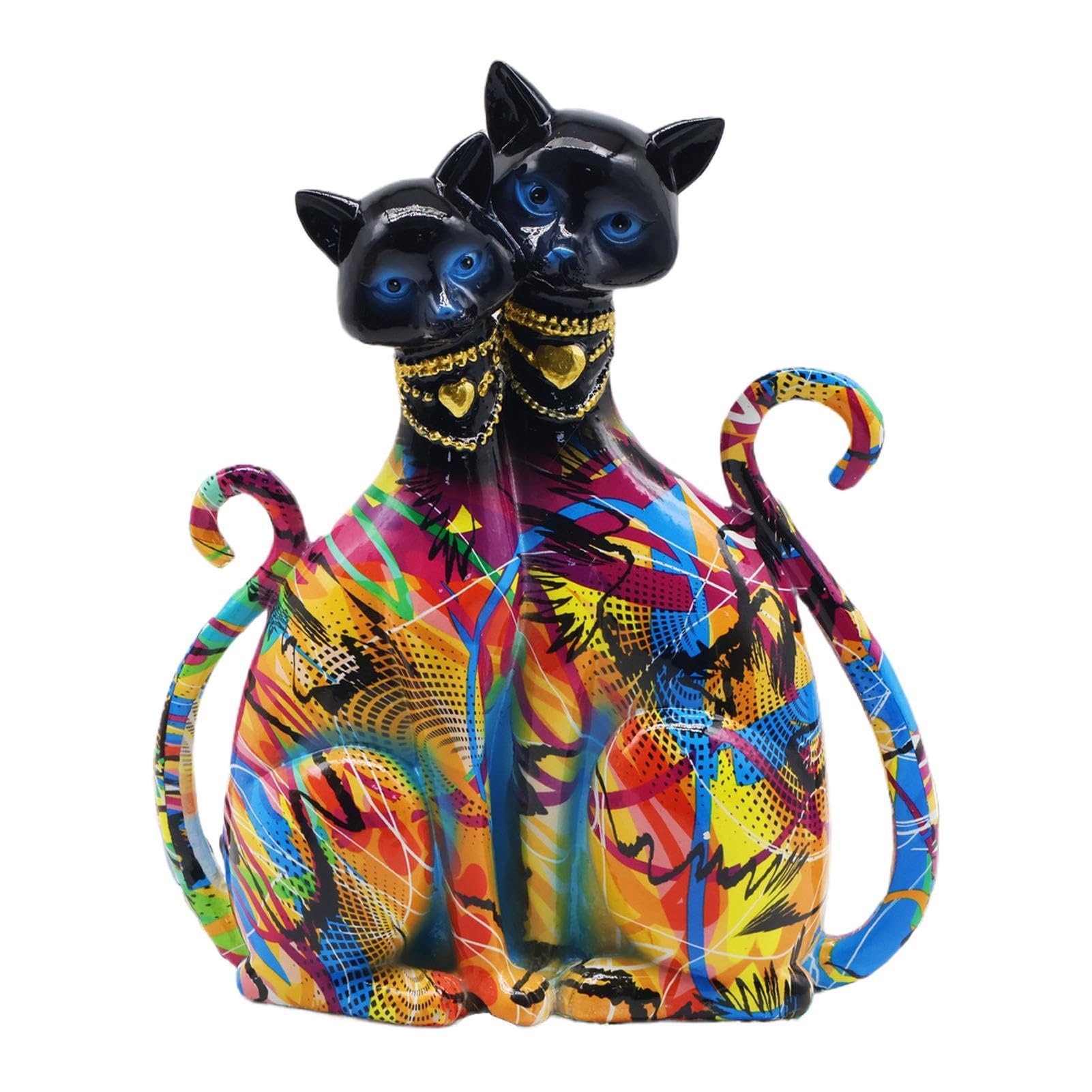 Figura Colorida de Gato | Estatua de Gatito de Resina | Escultura