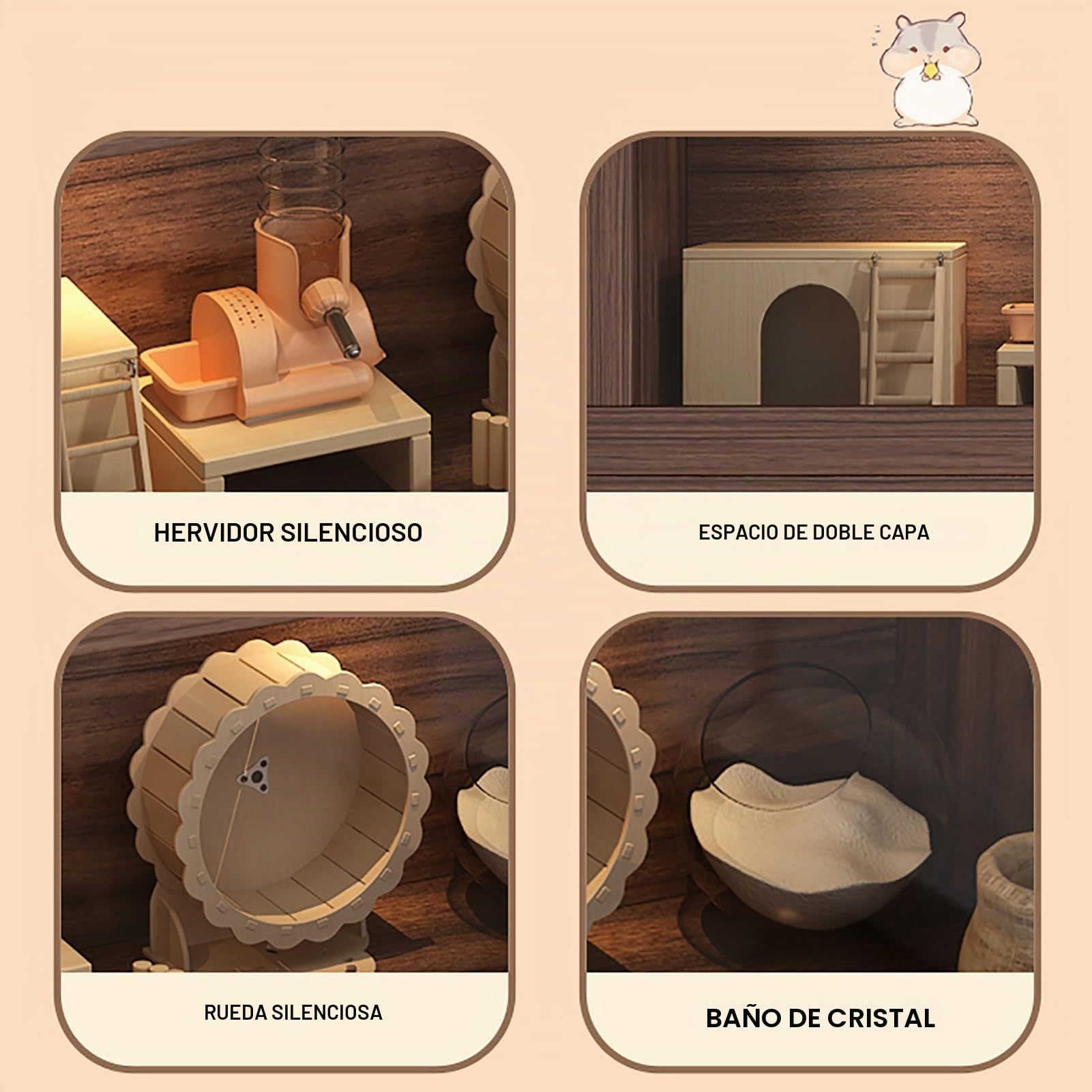 Rutin caja de comida para pollos, jaula para hámster, animales pequeños, fácil de montar y limpiar, hábitat para conejos y cobayas