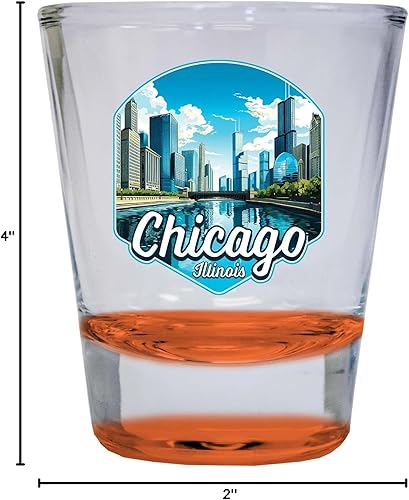 Miniatura 5 de R and R Imports Chicago Illinois A Souvenir - Vaso de chupito redondo de 1.5 onzas, color azul, paquete de 2