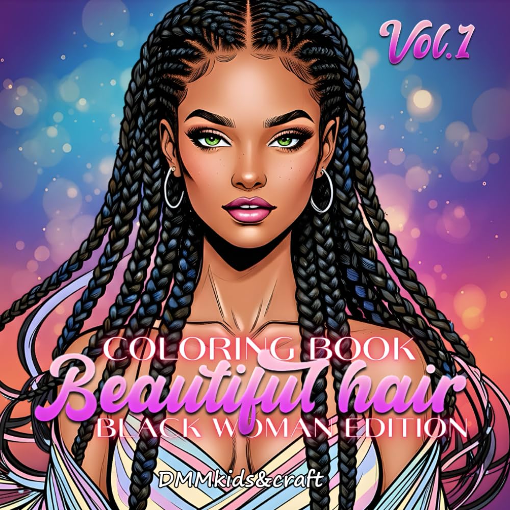 Beautiful hair coloring book - Black woman hairstyles coloring book: Fashion woman hairstyles coloring book - Adult coloring book