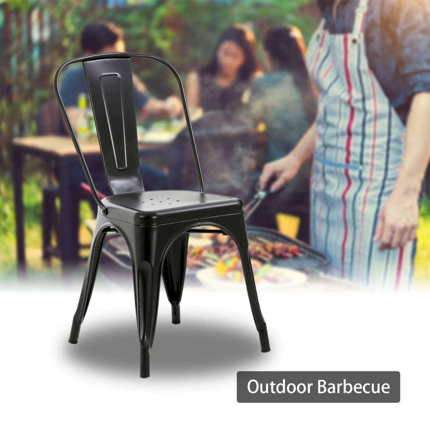 stackable black metal patio chairs