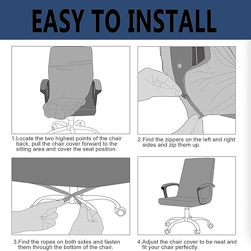Miniatura 7 de HAOYONG Fundas elásticas para sillas de oficina, fundas suaves para silla de escritorio, fundas para silla de jefe, fundas universales para silla
