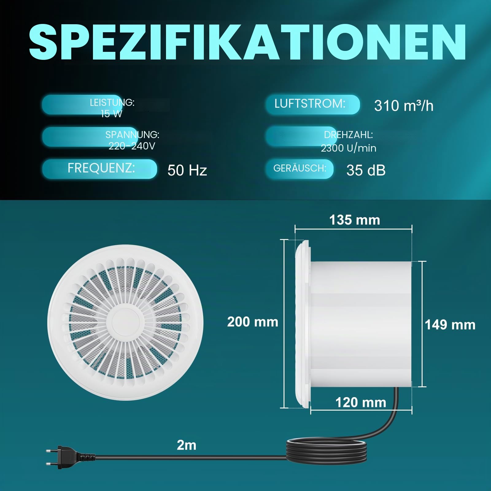 HG Power 150mm Abluftventilator 2 Richtungen Badlüfter mit Fernbedienung 3 Geschwindigkeiten Lüfter Leise mit Speicherfunktion für Bad Küche WC Garage Keller Auspuff und Einlass Belüftung