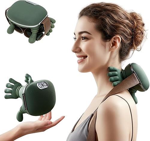 Masajeador de cuello y hombros para manos reales, masajeadores de espalda biónicos calentados con dedos para aliviar el dolor, herramienta de masaje