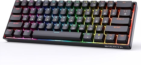DIERYA DK61E 60% Percent Mechanical Gaming Keyboard, Optical Brown Tactile Switch, PBT Keycap, RGB Backlit, Waterproof, Wired USB C Mechanical Keyboard with Full Keys Programmable