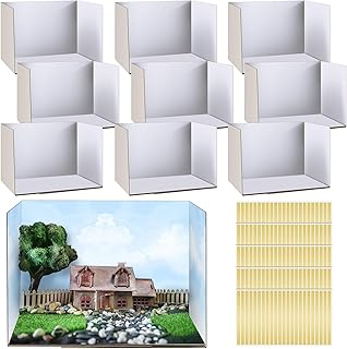 10 Pcs Diorama Kit Diorama Box Cardboard Diorama Project with Double Sided Tapes for Display DIY Dollhouse Birthdays, White, 11.8 x 8.7 x 8.3 Inch