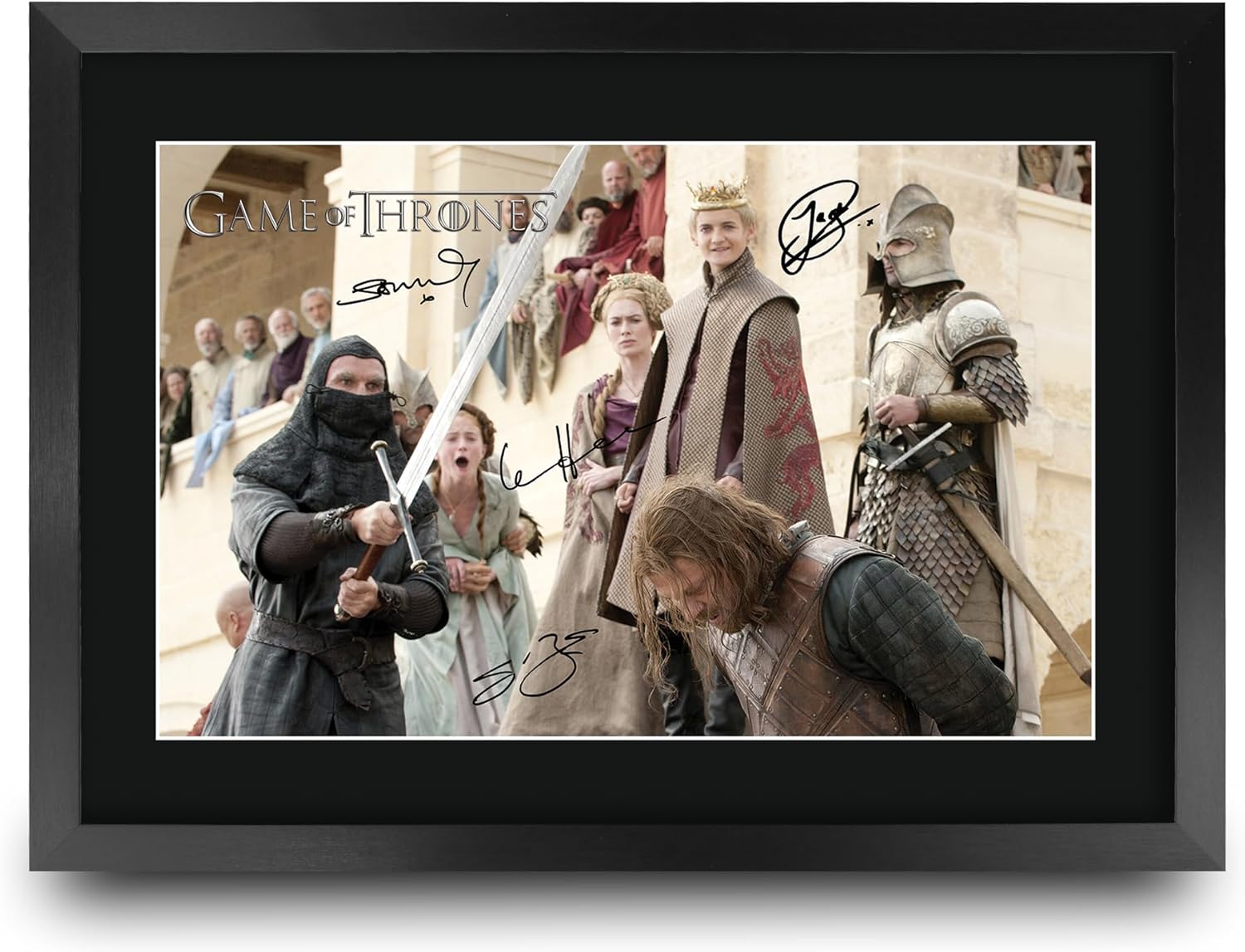 HWC Trading Game of Thrones Scene 4 Gifts Printed Signed Autograph Picture for TV Memorabilia Fans - 16" x 12" Framed