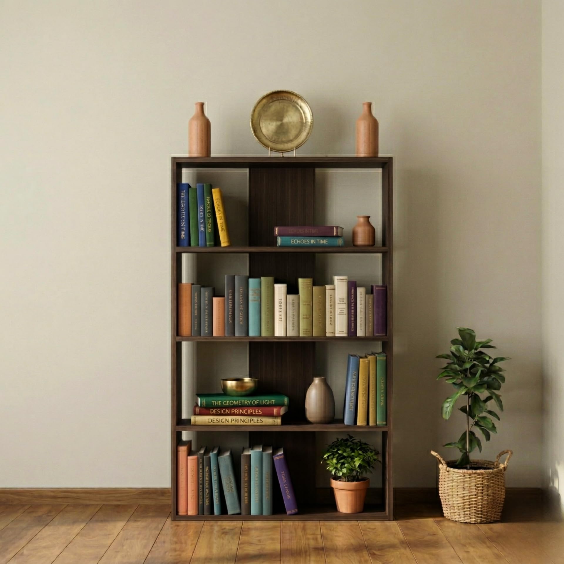 DFC Element Fern Book Shelf for Home - 4 Layer Multipurpose Storage Organizer Open Book Rack for Study Room, Kids Room, Living Room, Library, 4 Tier Engineered Wooden Bookshelf (Walnut Brown)-image-31