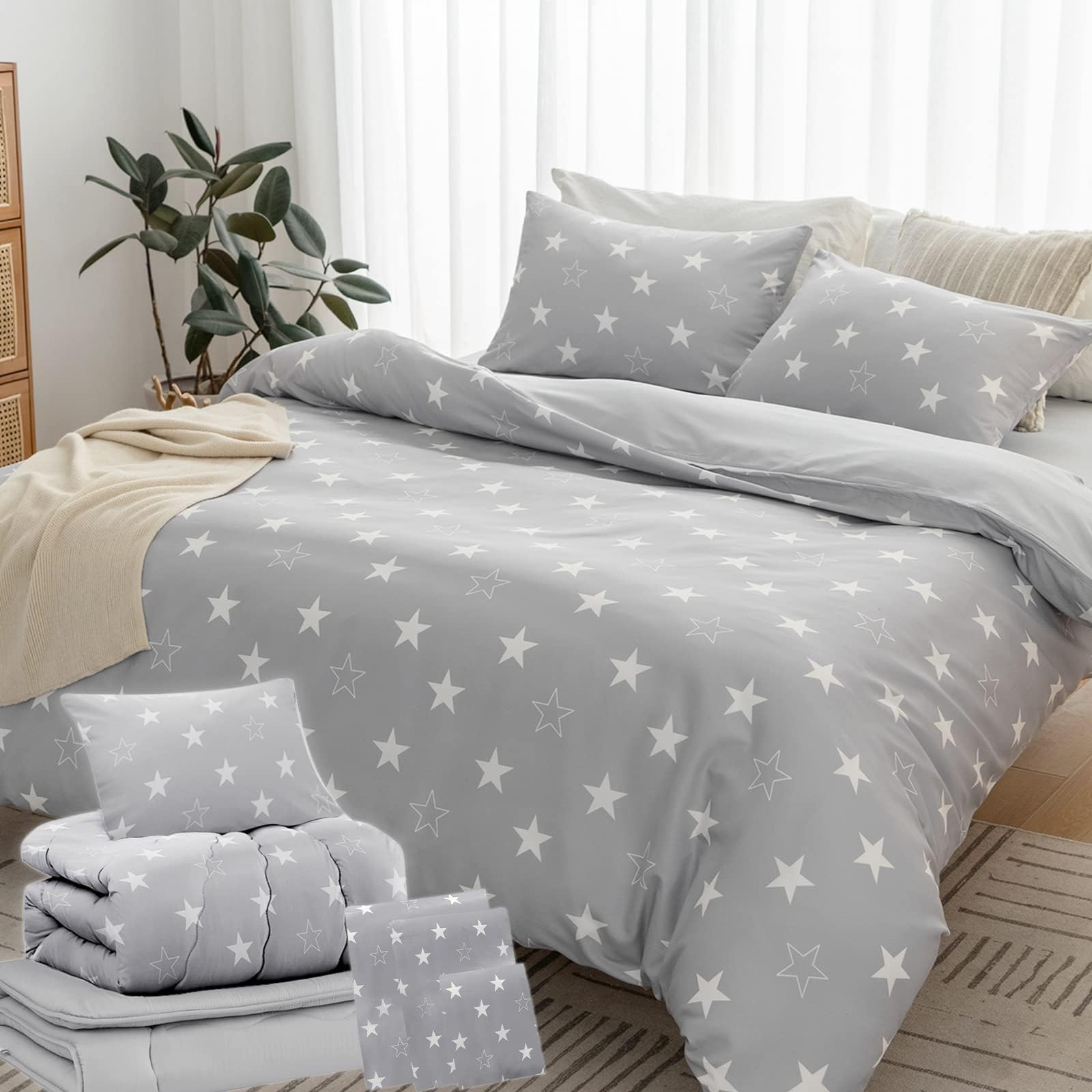 Futon Set, Single, 7-piece Set, Bedding Set, Washable, Comforter Set for Guests, SEK Certified, Antibacterial, Odor Resistant, Dust Mite Resistant, High Density Solid Cotton, 3.5 lbs (1.6 kg)