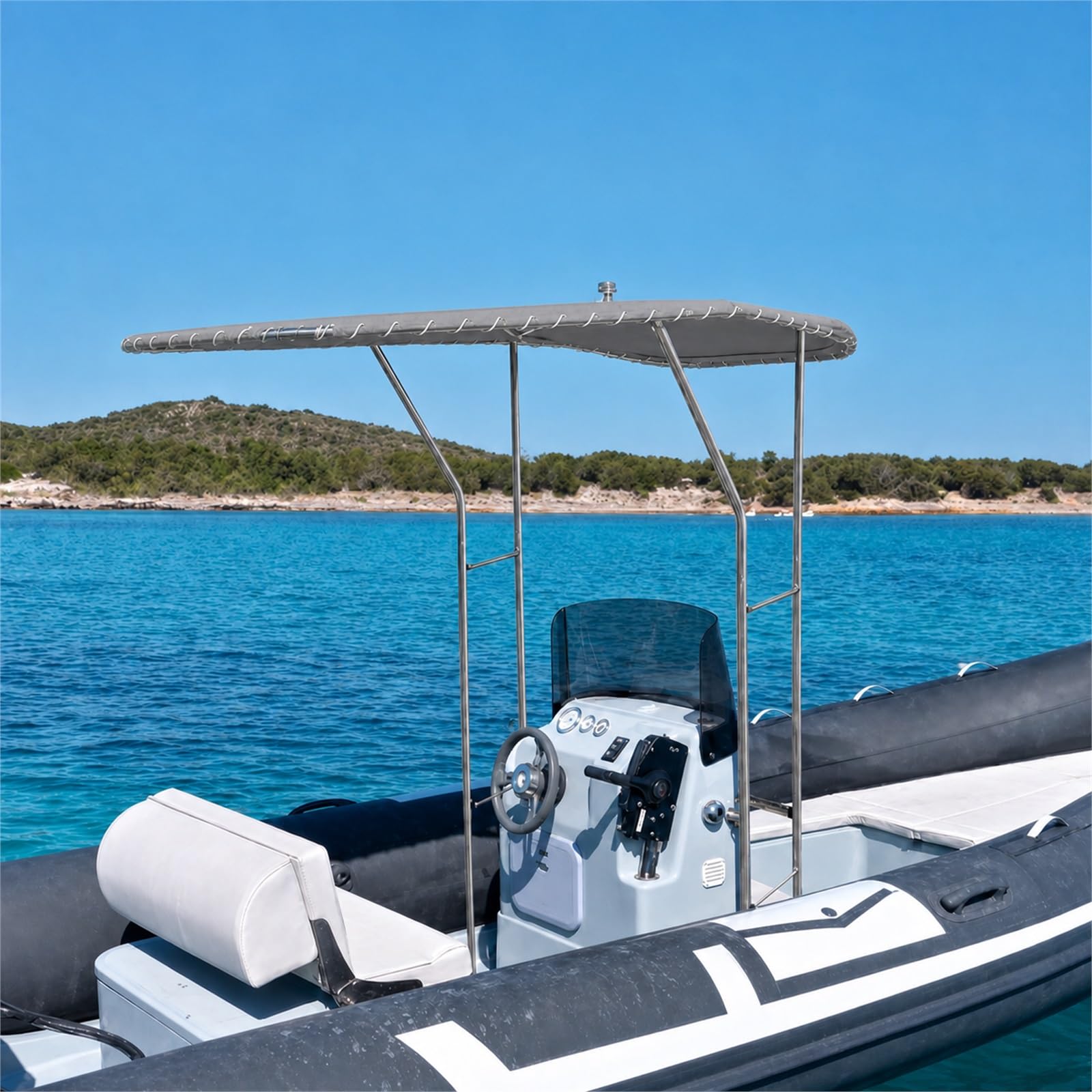 Tendalino per Barca,Bimini per imbarcazione,Capottina Tendalino Parasole,Tettoia Parasole Impermeabile,Protezione Solare,Adatto per pozzetti di Barche a Vela e Piccole imbarcazioni