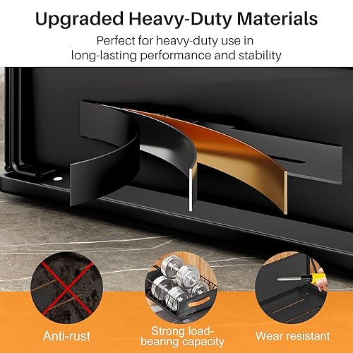 Miniatura 6 de Organizador de armario extraíble fijo con nano película adhesiva, estantes de despensa deslizantes resistentes, cesta de malla deslizante con asa