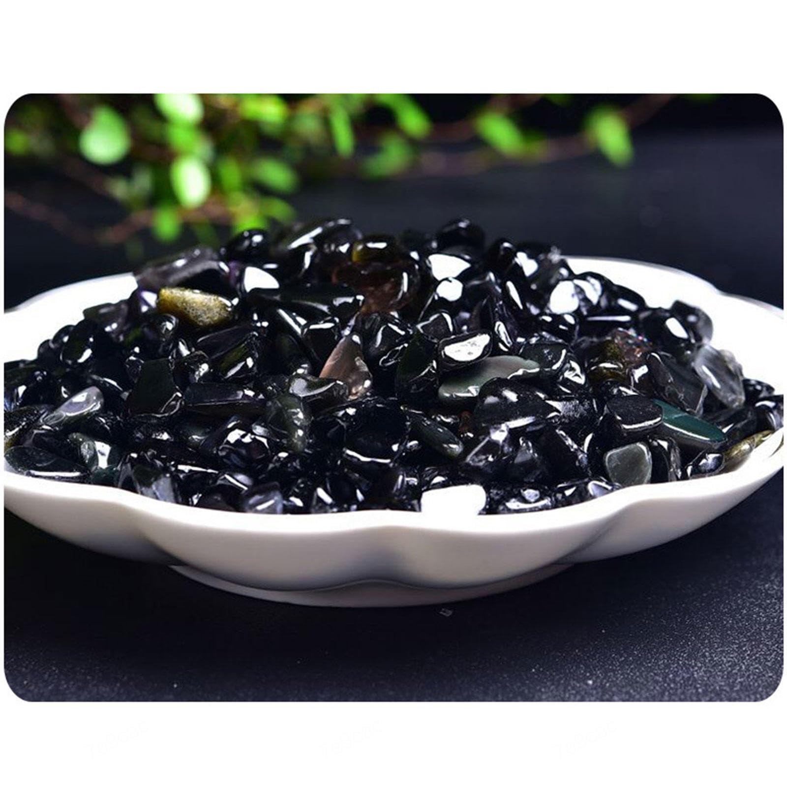 2.2lb/1kg Piedra Triturada de Virutas Caídas a Granel | Pequeñas Piedras Pulidas de Obsidiana Negra Natural | Cristal Curativo de Energía | Regalos | Reiki | Decoración del Hogar,7-9mm