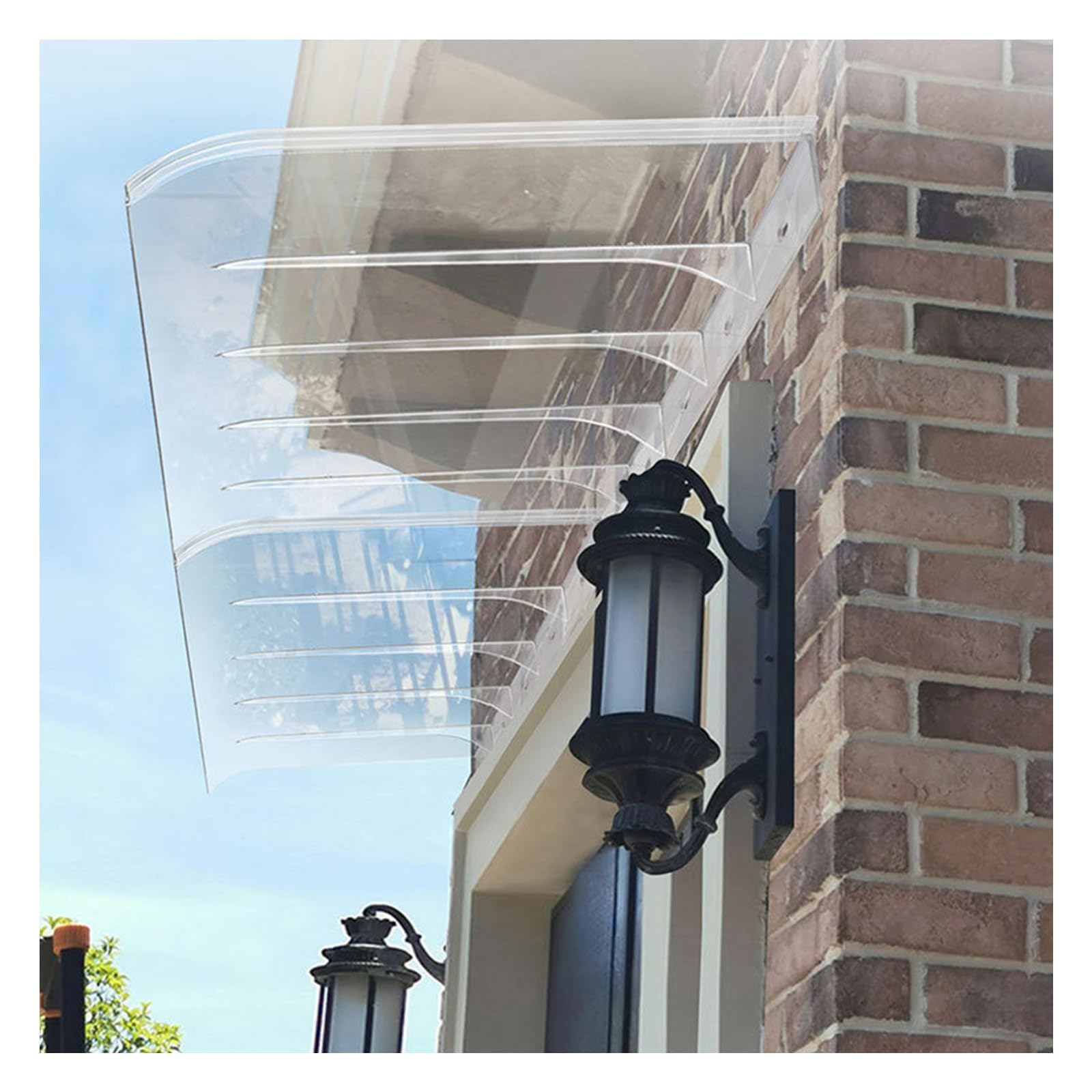 Window Awning Canopy for Front Door,Modern Polycarbonate Front Door Sun Shetter,Thick 3.5 Mm,UPF 50+ UV Rain Snow Sun Protection,Spliced Overdoor Awning(W35*L50cm/W13.7*L19.6in)