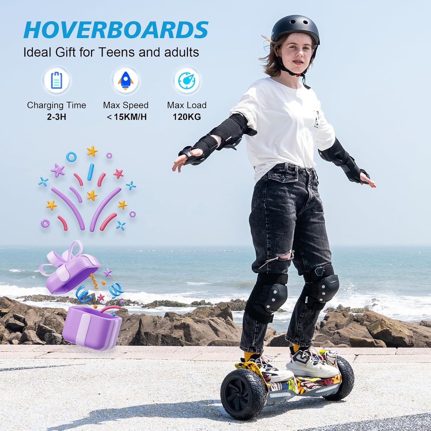 RCB 8.5" Premium Offroad Hoverboard, APP Steuerfunktion,Integrierte LED-Bluetooth mit Leistungsstarkem Motor,Elektro alle Gelände Hoverboards,Geschenk für Kinder
