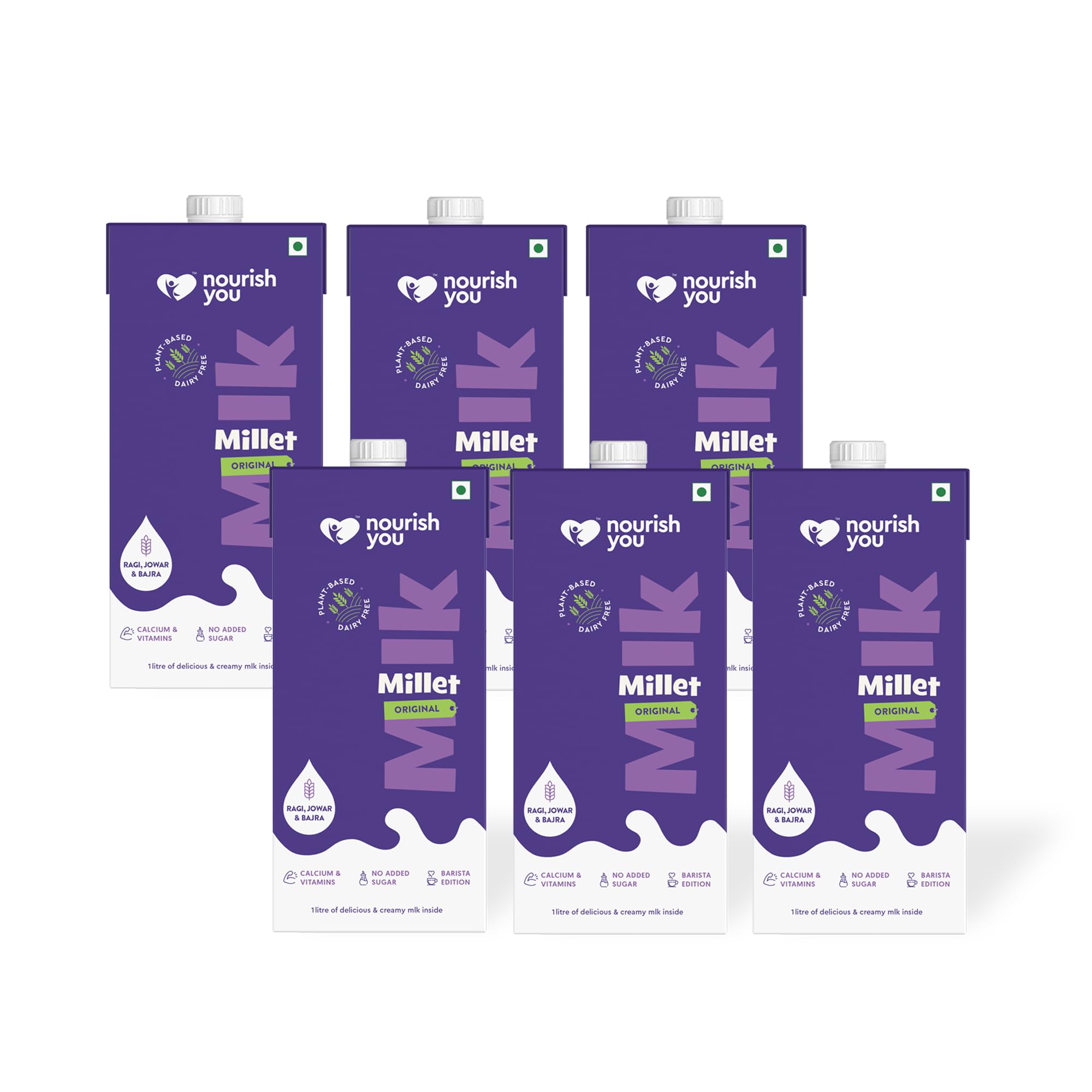 Nourish You Plant Based Millet Mlk with goodness of Ragi, Jowar, Bajra & Oats |Lactose Free | Dairy Free | Preservatives free | Healthy Vegan Creamy Mlk | No-added sugar | 6L (1L each × 6) (B0C1H6YBVG) Amazon Price History, Amazon Price Tracker