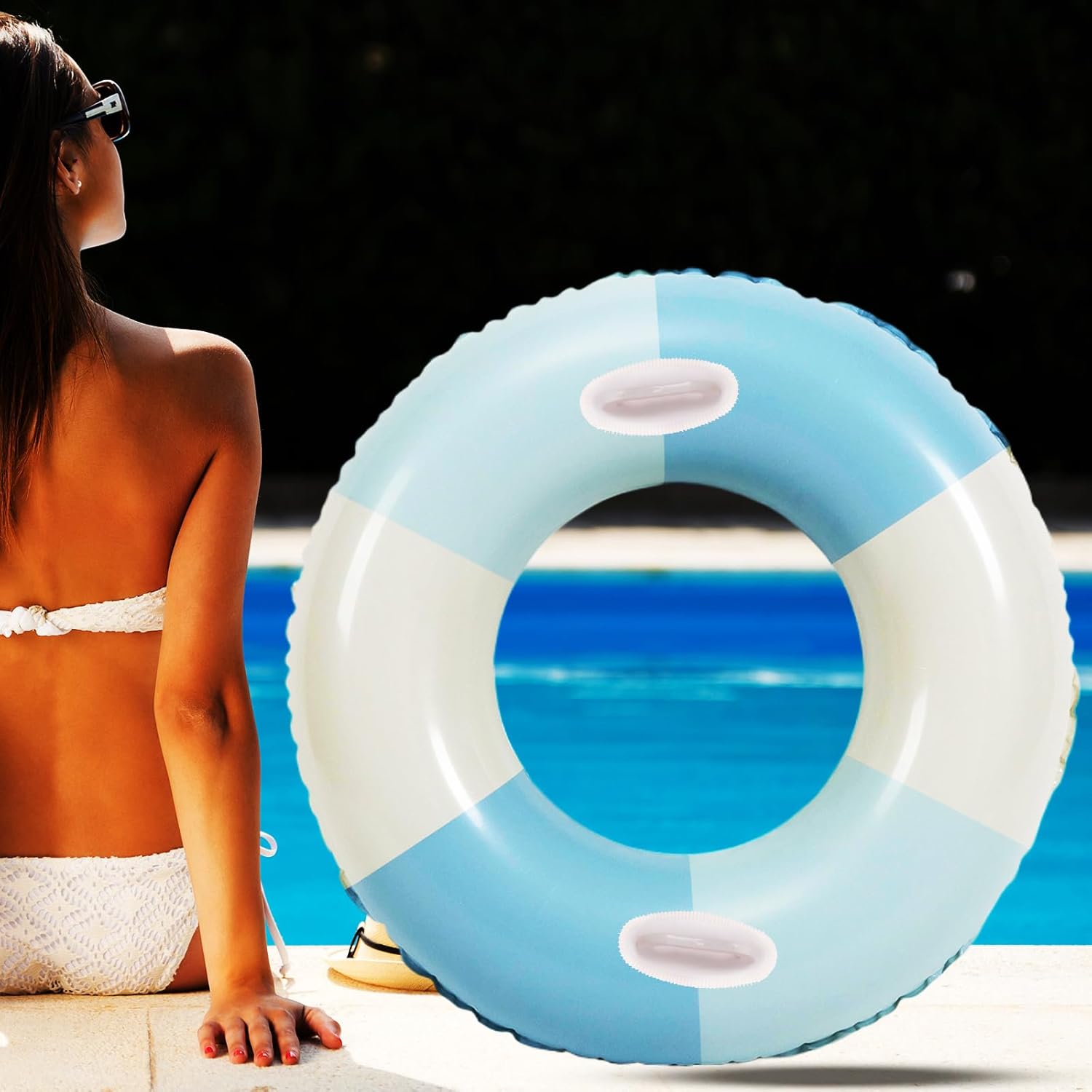 Swimming Pool Tubes-2PCS Inflatable Pool Floats for Adult Swim Ring Pool Floaties Inflatable Swimming Pool Raft Party Water Summer Beach Lounger Float Party Supplies