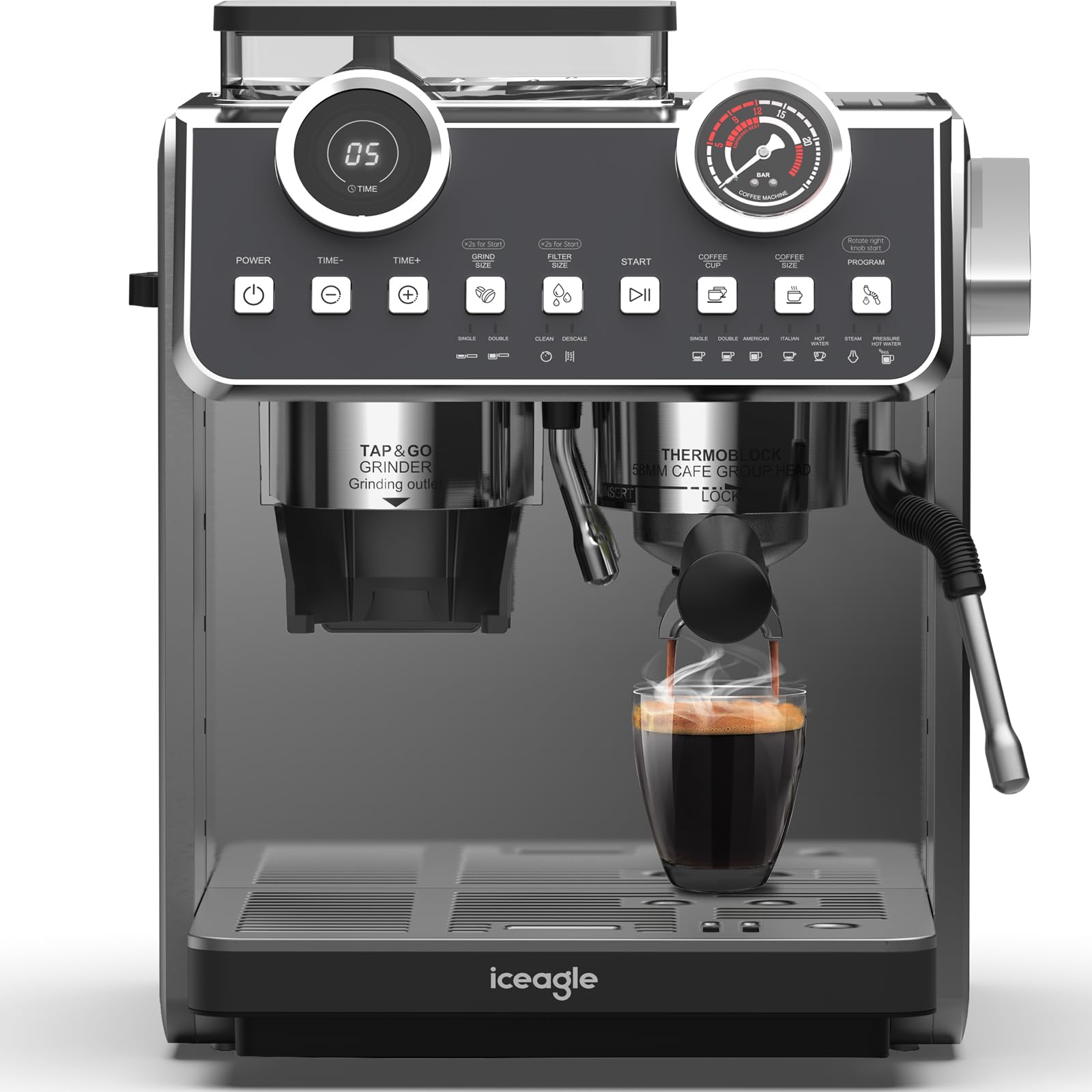 Macchina Caffè Espresso EM653 | 2200W, 20 Bar | Doppia Caldaia | Macinino Integrato - Foto 11