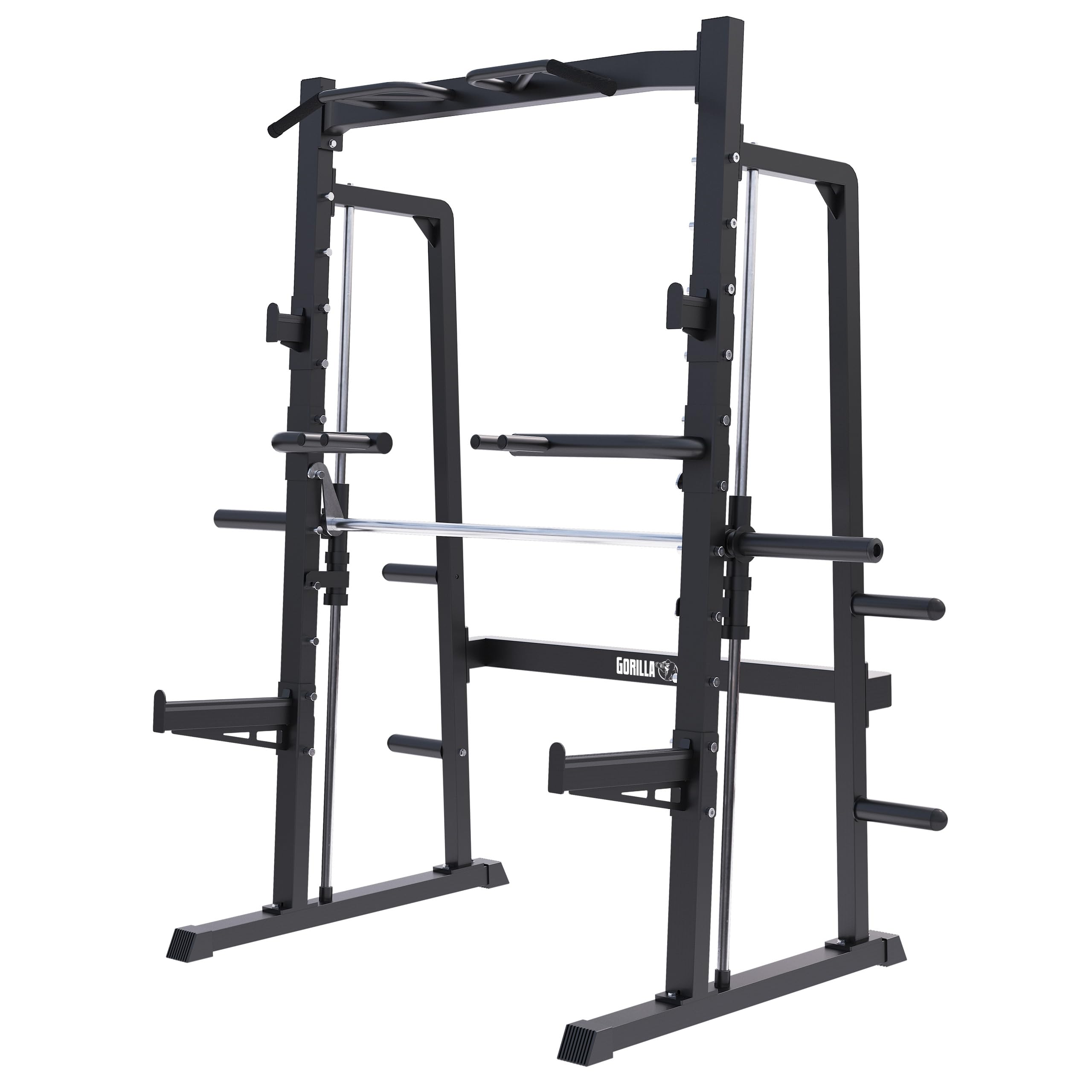 GORILLA SPORTS® Smith Machine - Pull Up Bar, Barre Guidée pour Disques 50/51 mm, Charge Max 300 kg - Cage a Squat, Machine de Sport, Power Station, Gym Equipment
