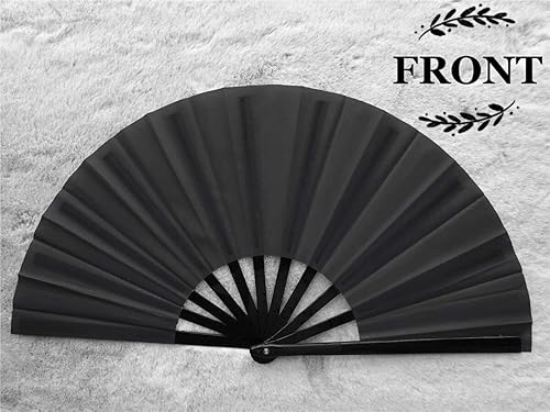 Miniatura 4 de Zolee Ventilador de mano plegable grande para hombres y mujeres, ventilador de mano sólido chino japonés de Kung Fu Tai Chi con funda de tela, para