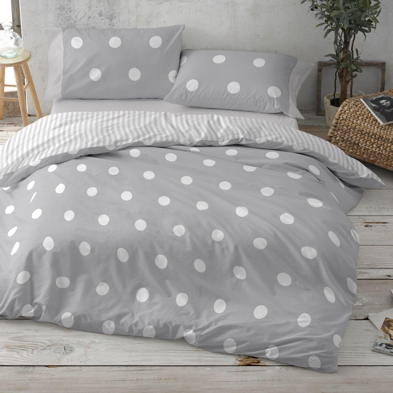Burrito Blanco | Fundas nórdicas Algodón | Cama de 135cm. (+Medidas Disponibles) | Diseño 627 | Color Gris (135x190/200cm.)
