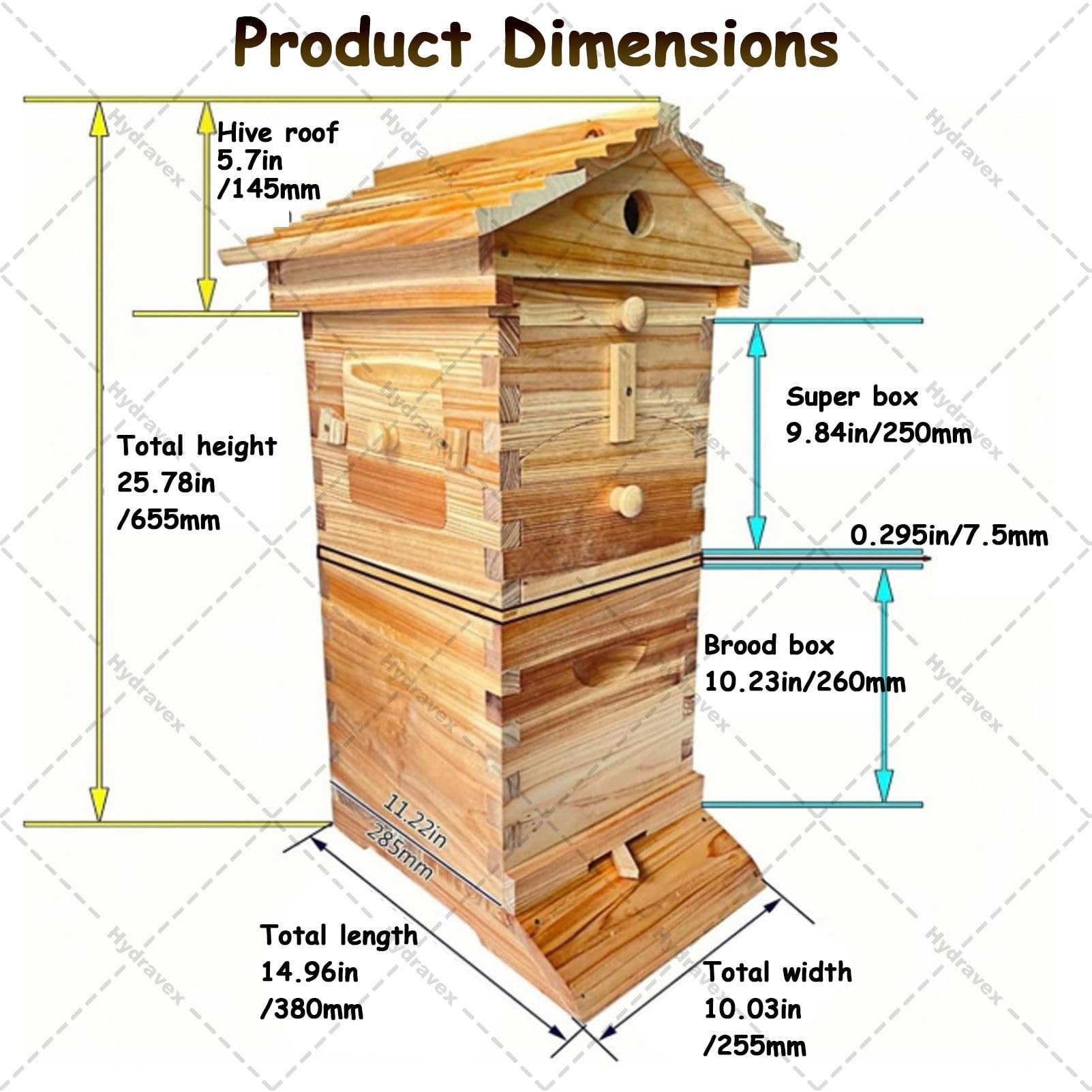Bienenstock-Starterset, selbstfließender Honigstock mit 4 Rahmen, hölzerner Flow Hive Bienenstock, Komplettset für die Imkerei, klein, für die Imkerei, Gartenbestäuber