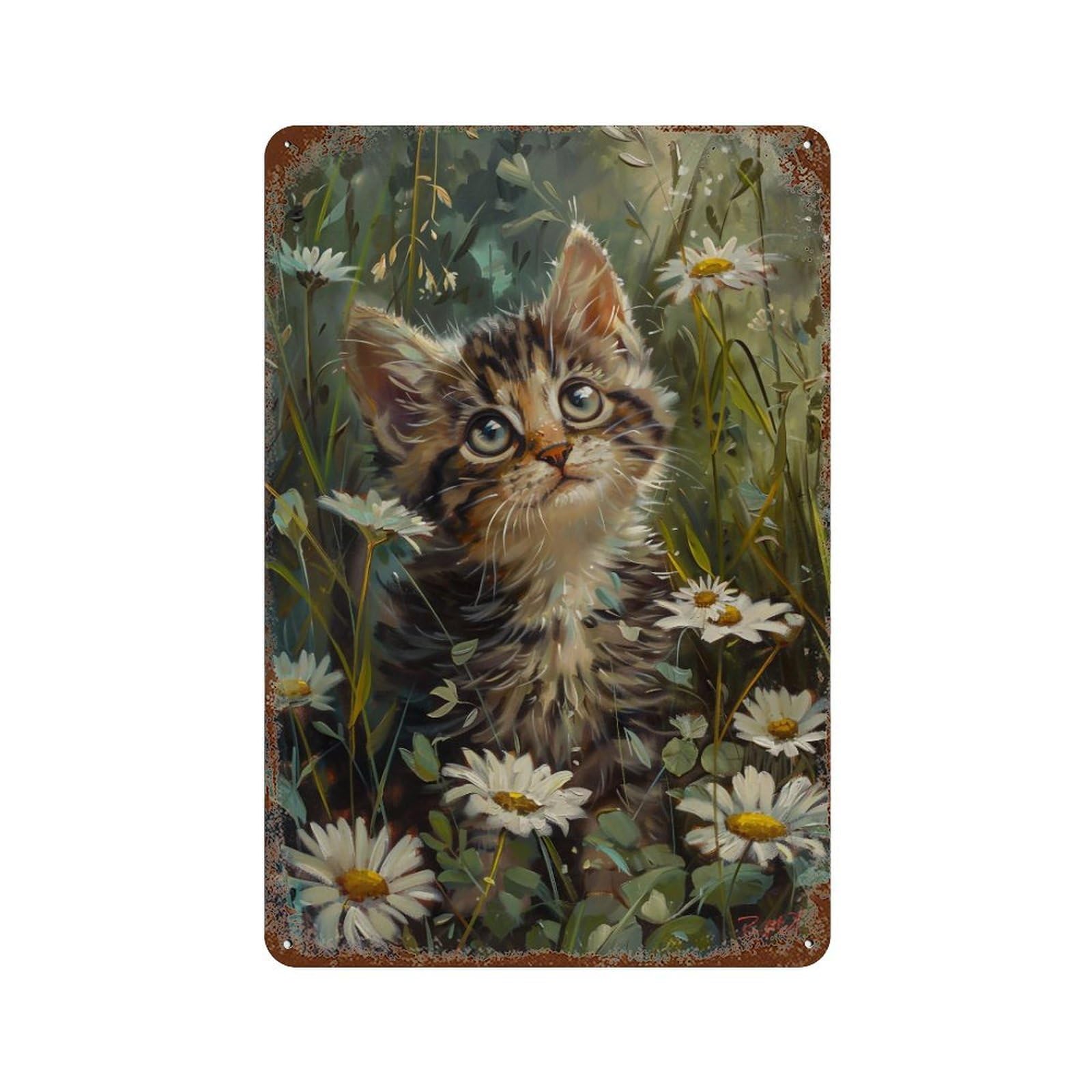 HDURYEYRYY Cat And Flower 03 Wall Retro Iron Vintage Art Metal Tin Sign Poster Modern Home Cofffee Club Art Bar Shop Decor Style 30x20cm