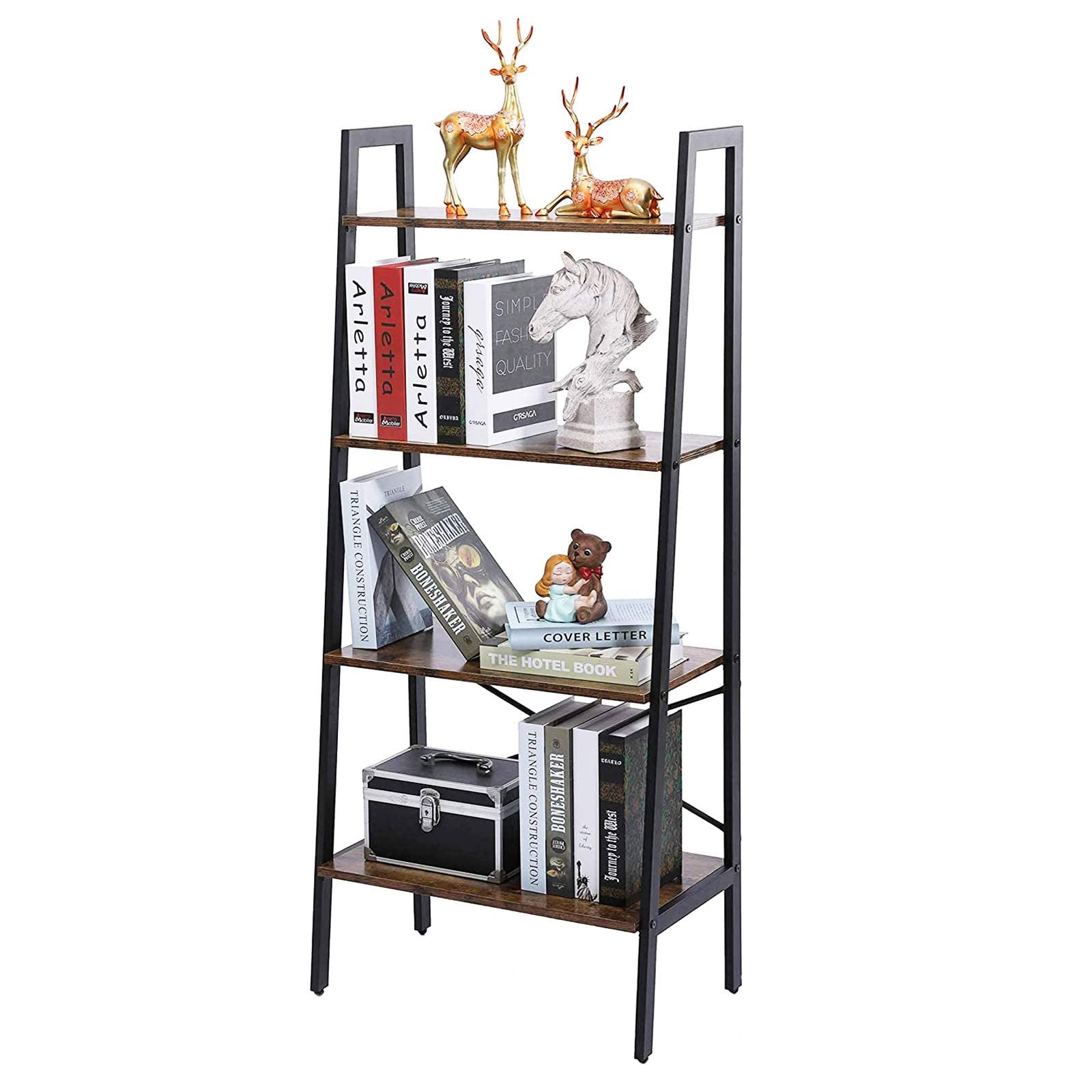 Buy HOFLERA 4Tier Ladder Shelf, Ladder Bookshelf, Modern Ladder