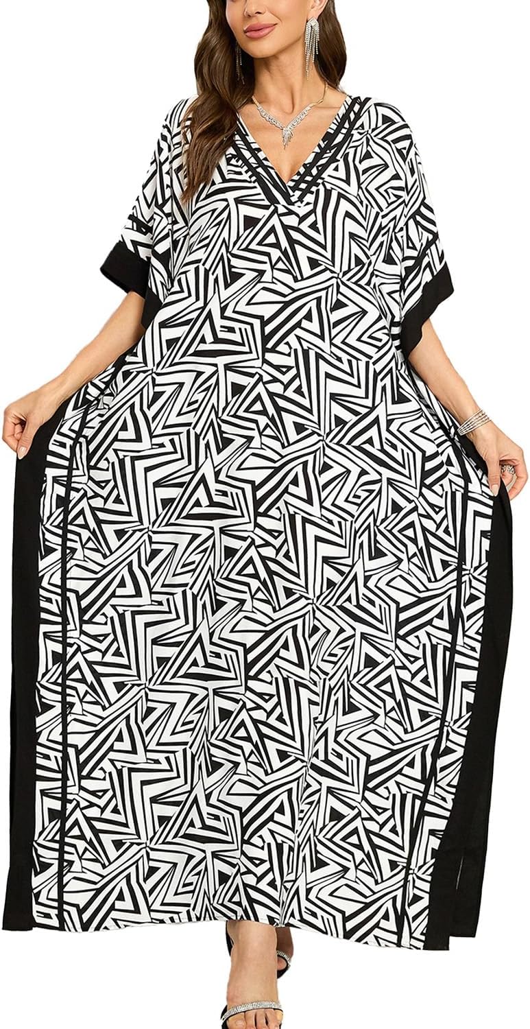 YouKD Robe Caftan Brodée Style Bohème Pour La Plage YouKD Robe Caftan Brodée Style Bohème Pour La Plage