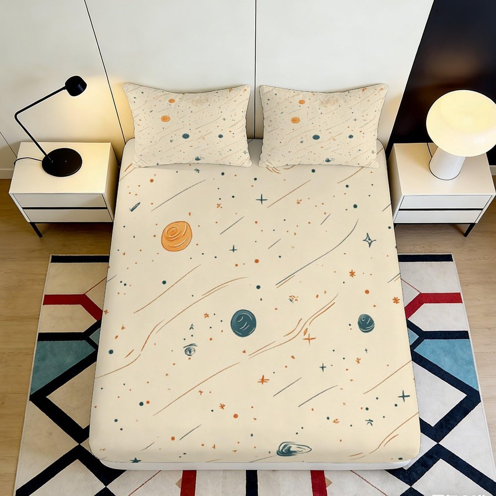 Pnayamiorkfel Style-4 3D Printed Galaxy Starry Sky Fitted Sheet Microfiber Soft Decor Cosmic Nebula Mattress Cover For Bedroom Dorm 90X200x25cm