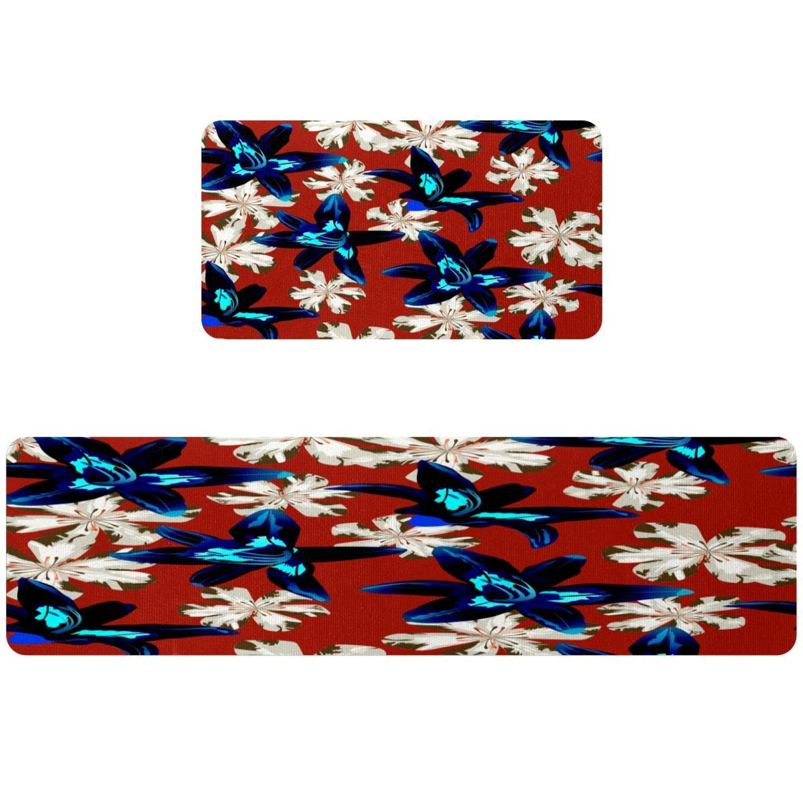 Tapete de cocina de 2 piezas antideslizante lavable y absorbente floral