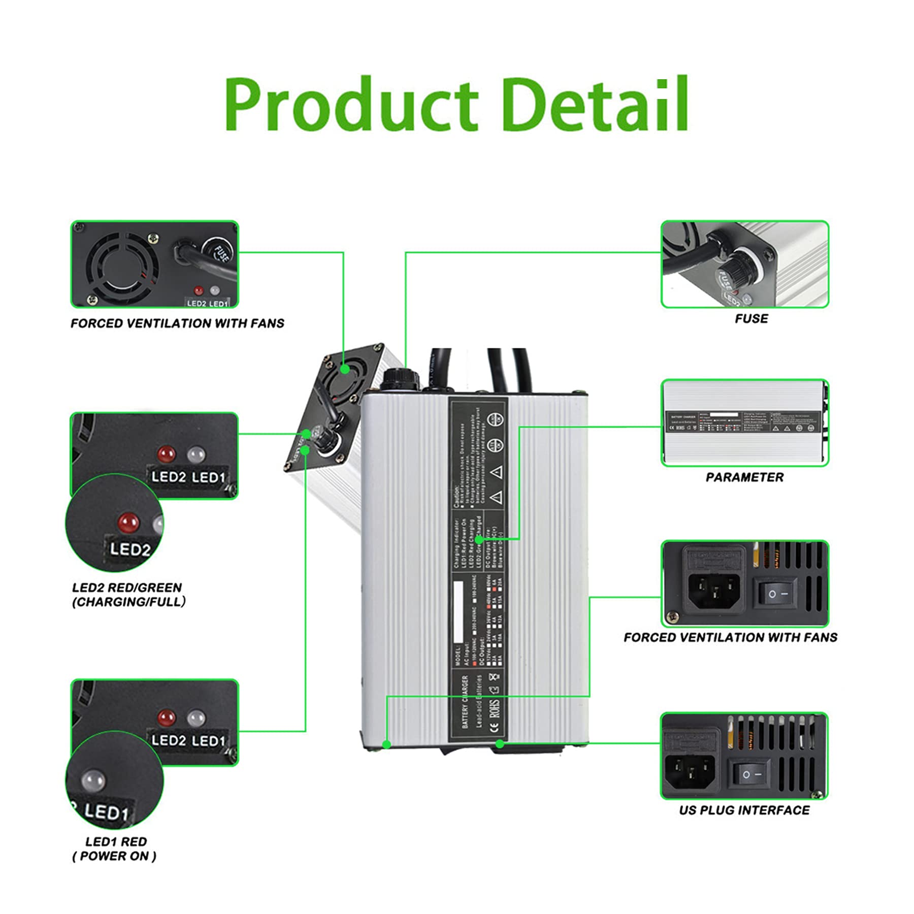 marddpair 48 Volt 6A 3 Pin Battery Charger Replacement for Yamaha Golf Cart Drive G29 2007-up