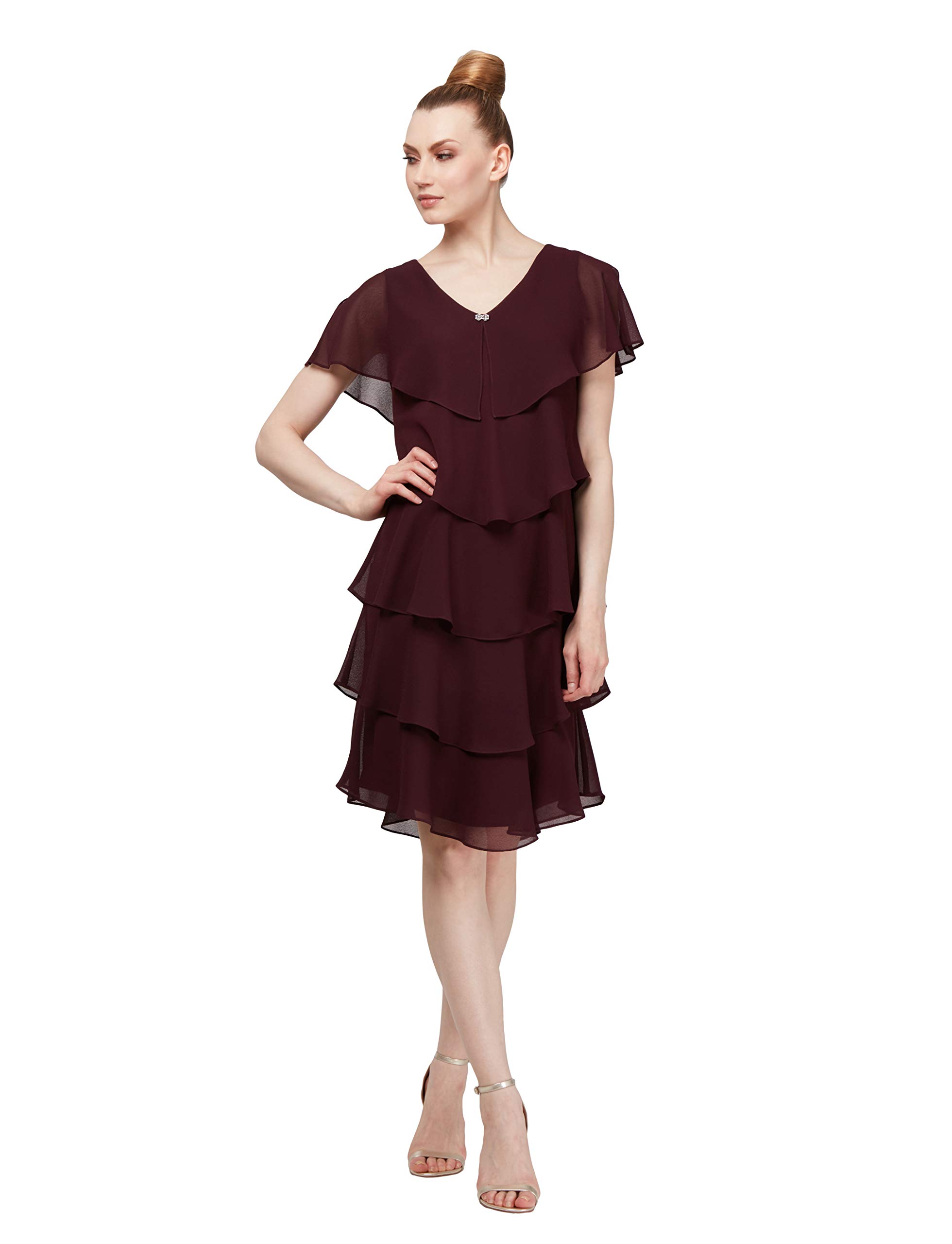 S.L. FashionsWomen's Tiered Pebble Dress (Petite and Regular Sizes) Special Occasion Dress