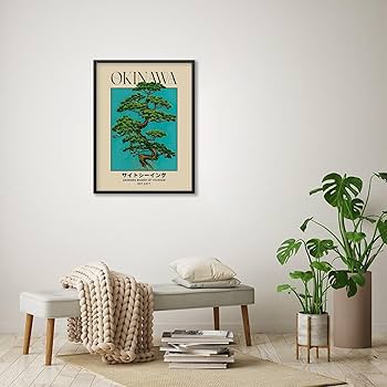 Amazon.com: Black Framed Canvas Wall Art Posters Japanese Okinawa