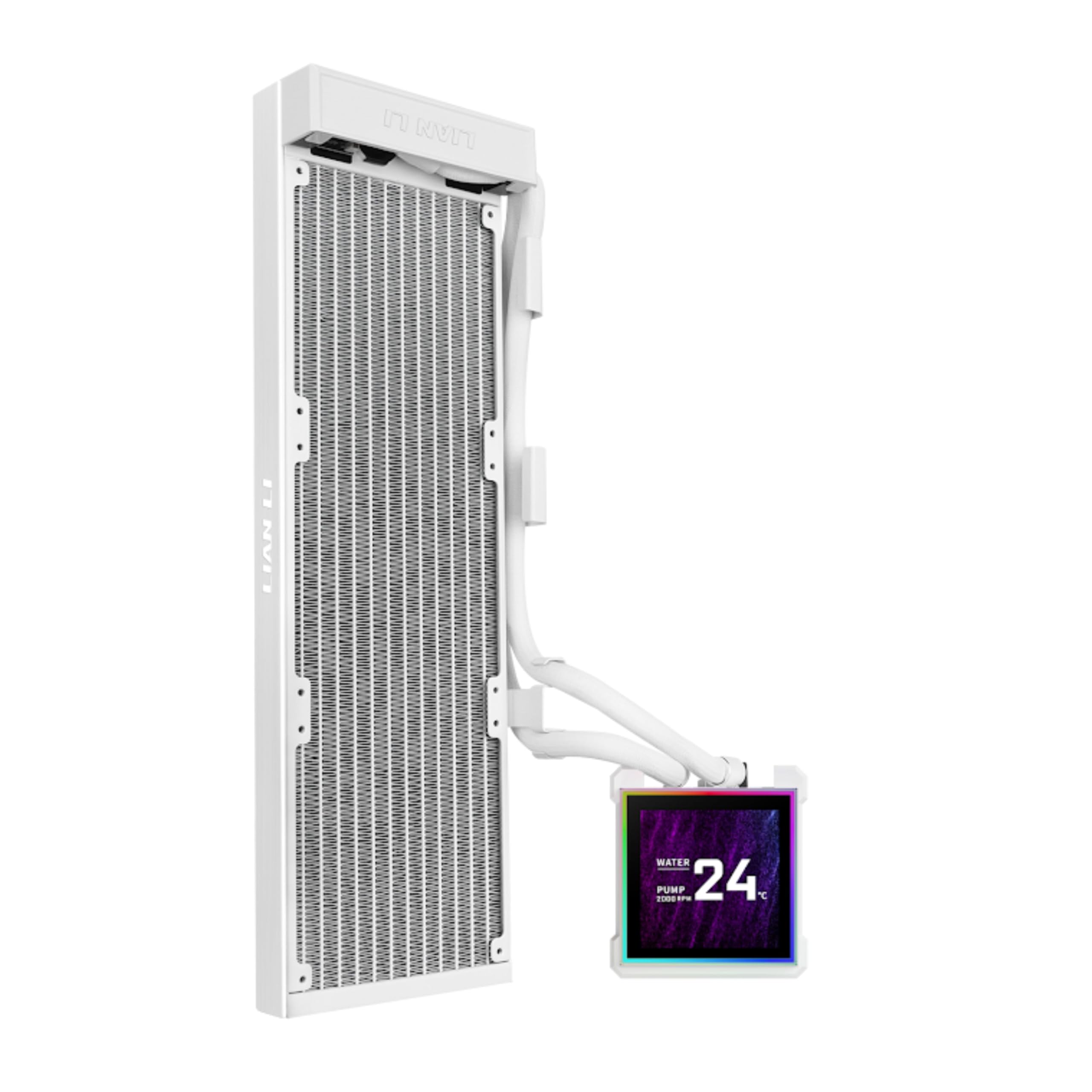 Photo 1 of Lian Li Hydroshift II-S LCD 360 Liquid CPU Cooler - 3.4" IPS LCD Square Screen - Daisy-Chain - Low-Noise - Intel LGA 1851/1700, AMD AM5/AM4 - Fits Most PC Fans - White (HS2LCDS36NW)