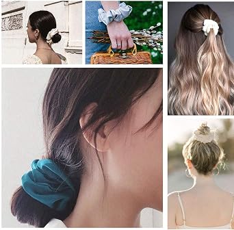 THXSILK Hair Silk Scrunchies Elastic Hair Bands Scrunchy Hair Ties Ponytail Ropes for Women Hair Accessories 6 Colors
